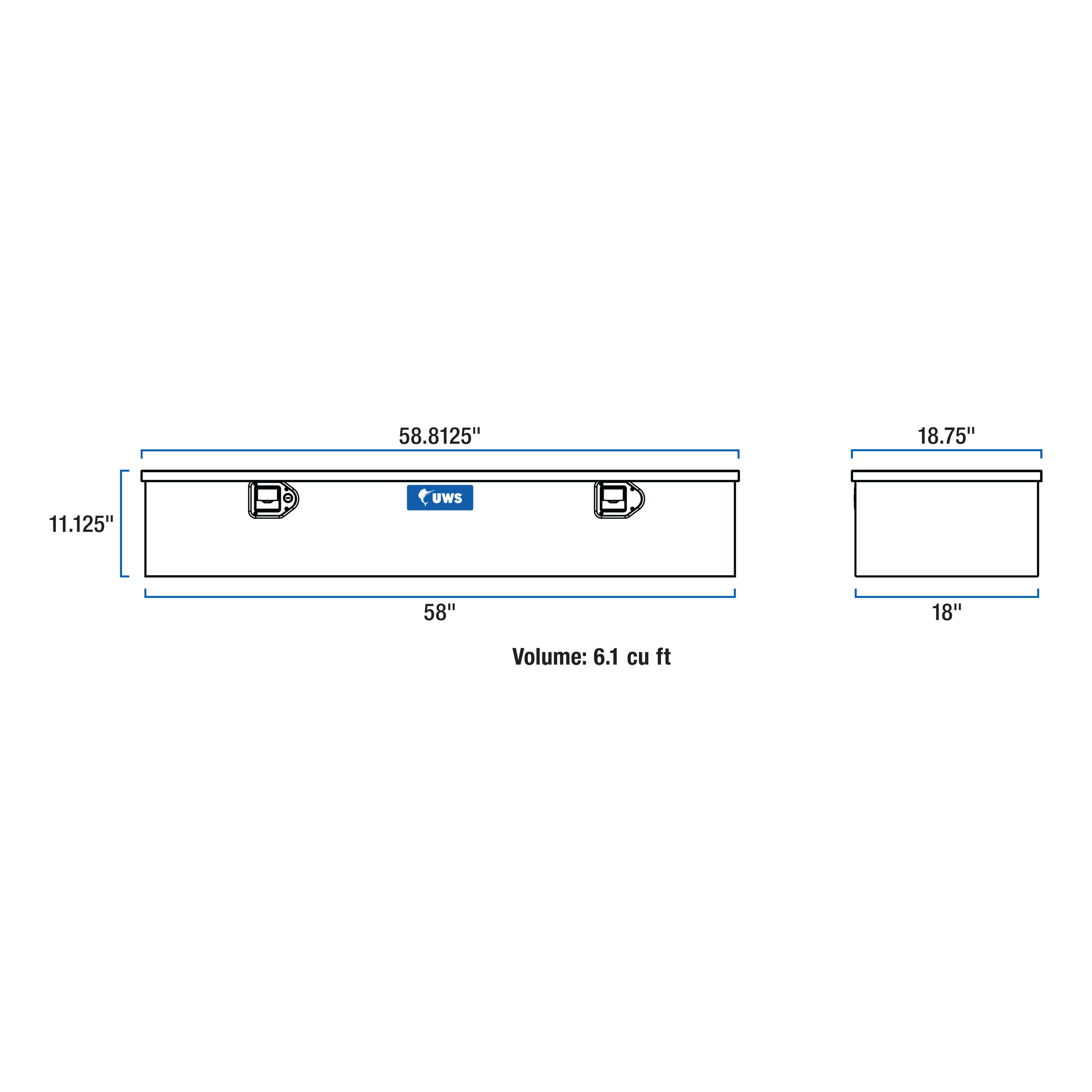UWS Bright Aluminum 58" 5th Wheel Truck Tool Box FWB-58 thumbnail 7