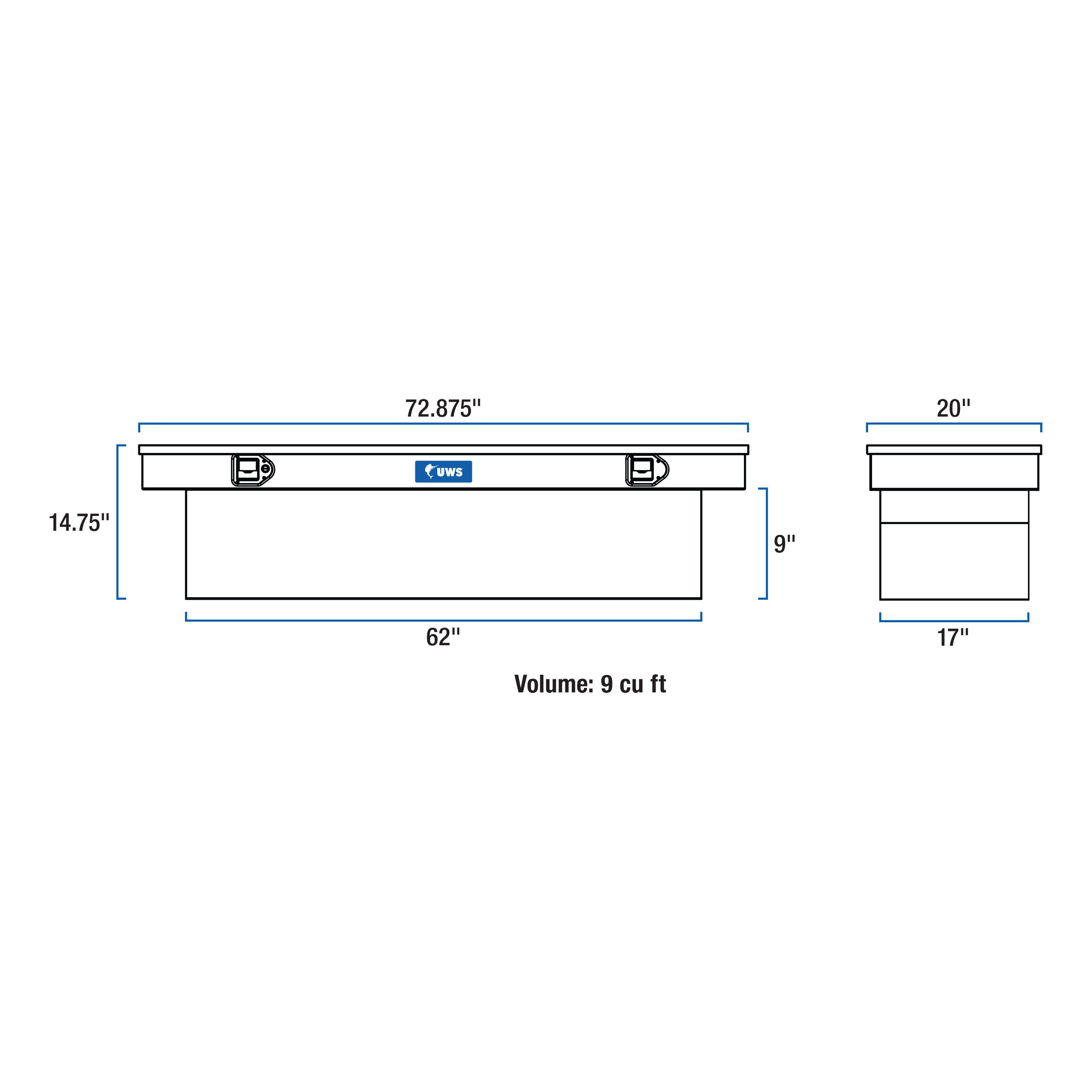 UWS Bright Aluminum 72" Crossover Truck Tool Box TBS-72 thumbnail 4