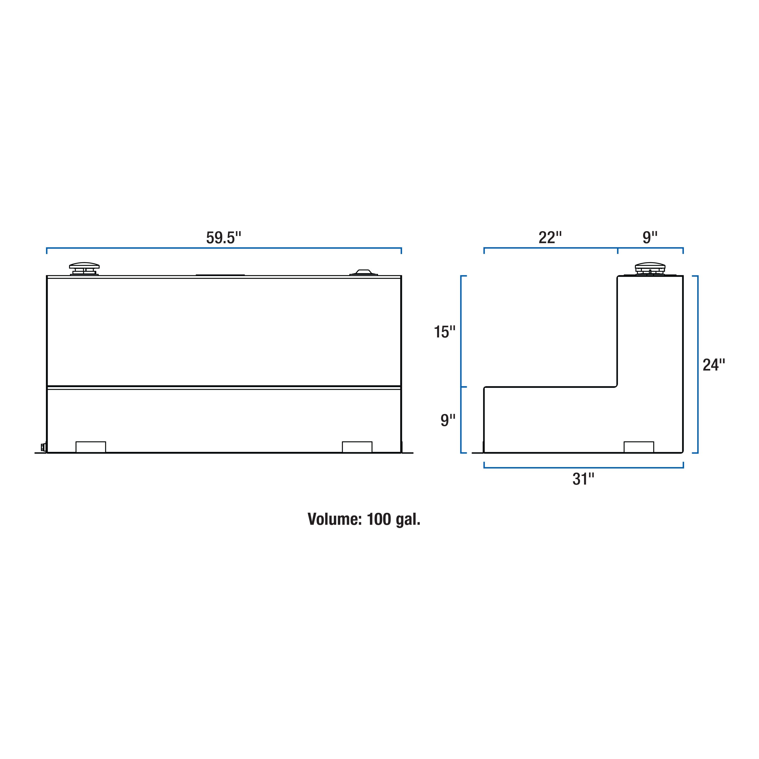 UWS Matte Black 100-Gallon L-Shape Steel Transfer Tank ST-100-L-MB thumbnail 5