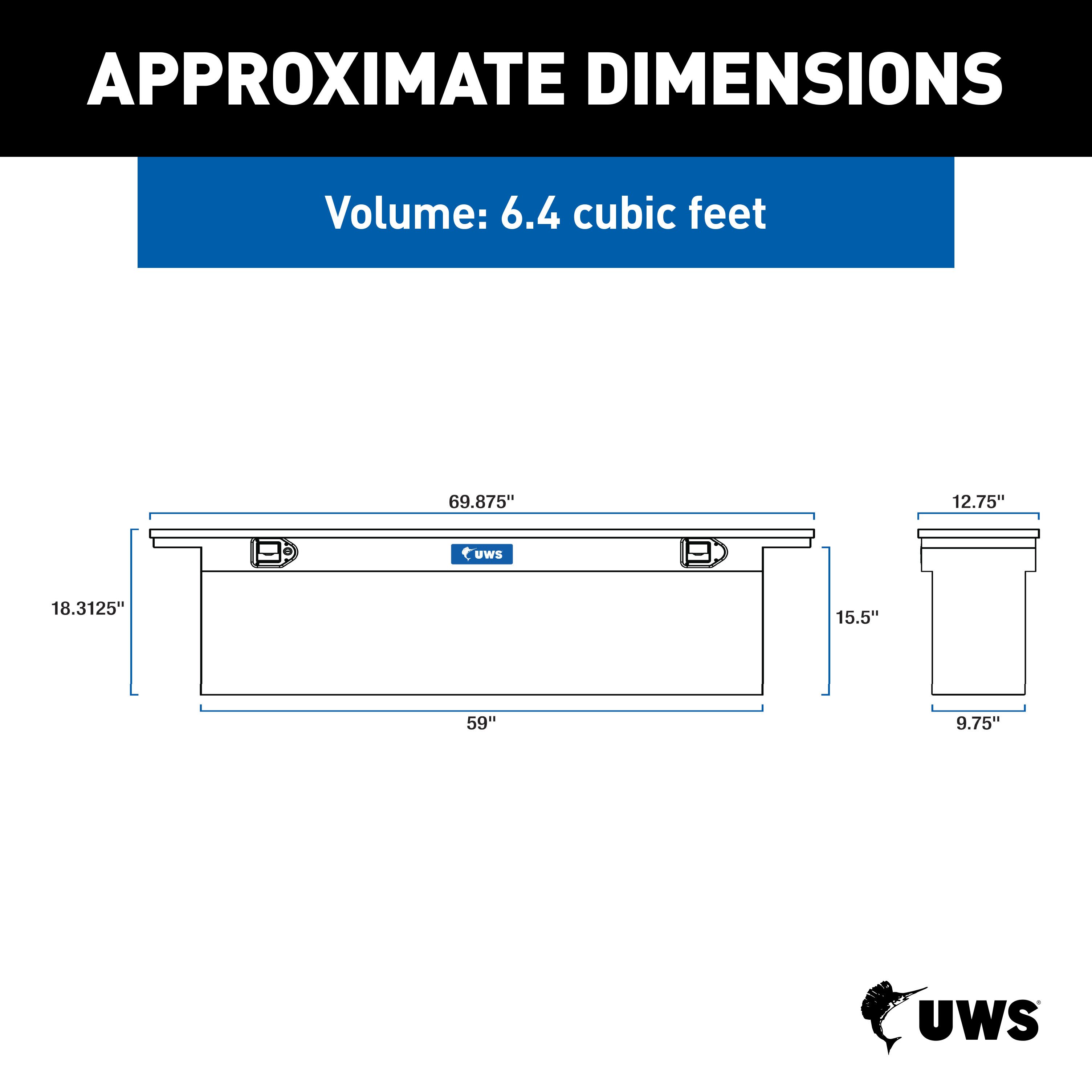 UWS Bright Aluminum 69" Deep Slim Truck Tool Box, Low Profile TBSD-69-SL-LP thumbnail 6