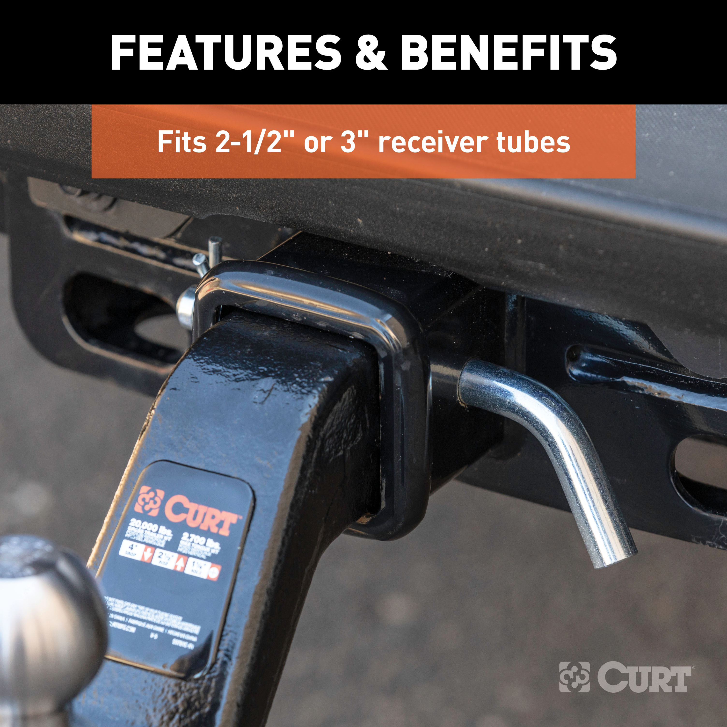 CURT Heavy-Duty 5/8" Hitch Pin with Groove (2-1/2" or 3" Receiver, Zinc, Packaged) Hitch Pin Clip thumbnail 5