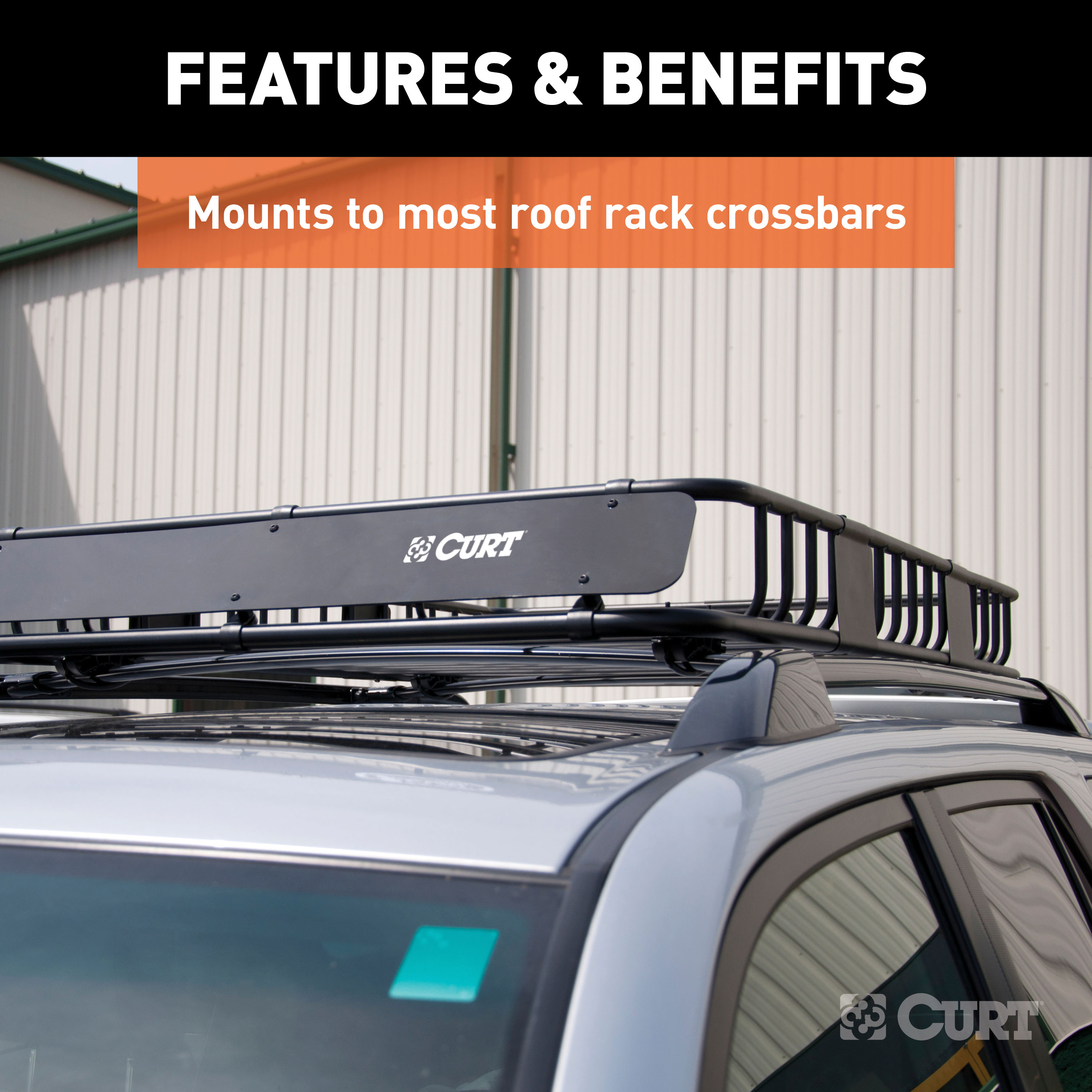 CURT 21" x 37" Black Steel Roof Rack Cargo Carrier Extension Roof Rack thumbnail 3