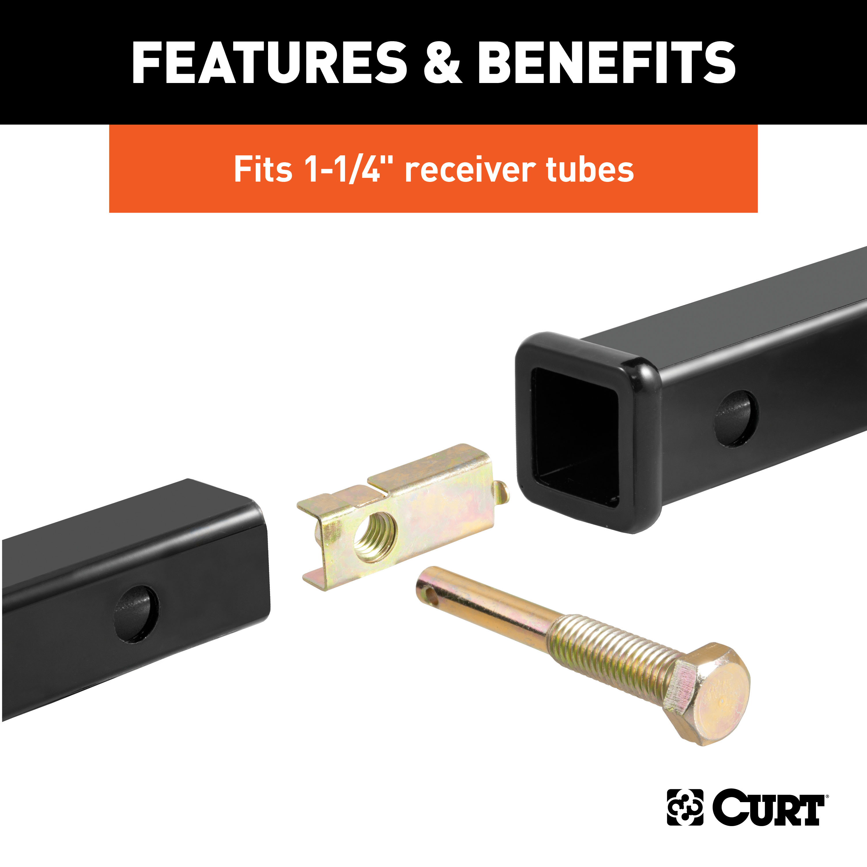 CURT Anti-Rattle Hitch Pin and Shim (Fits 1-1/4" Receiver with 1/2" Hole) Trailer Hitch thumbnail 3