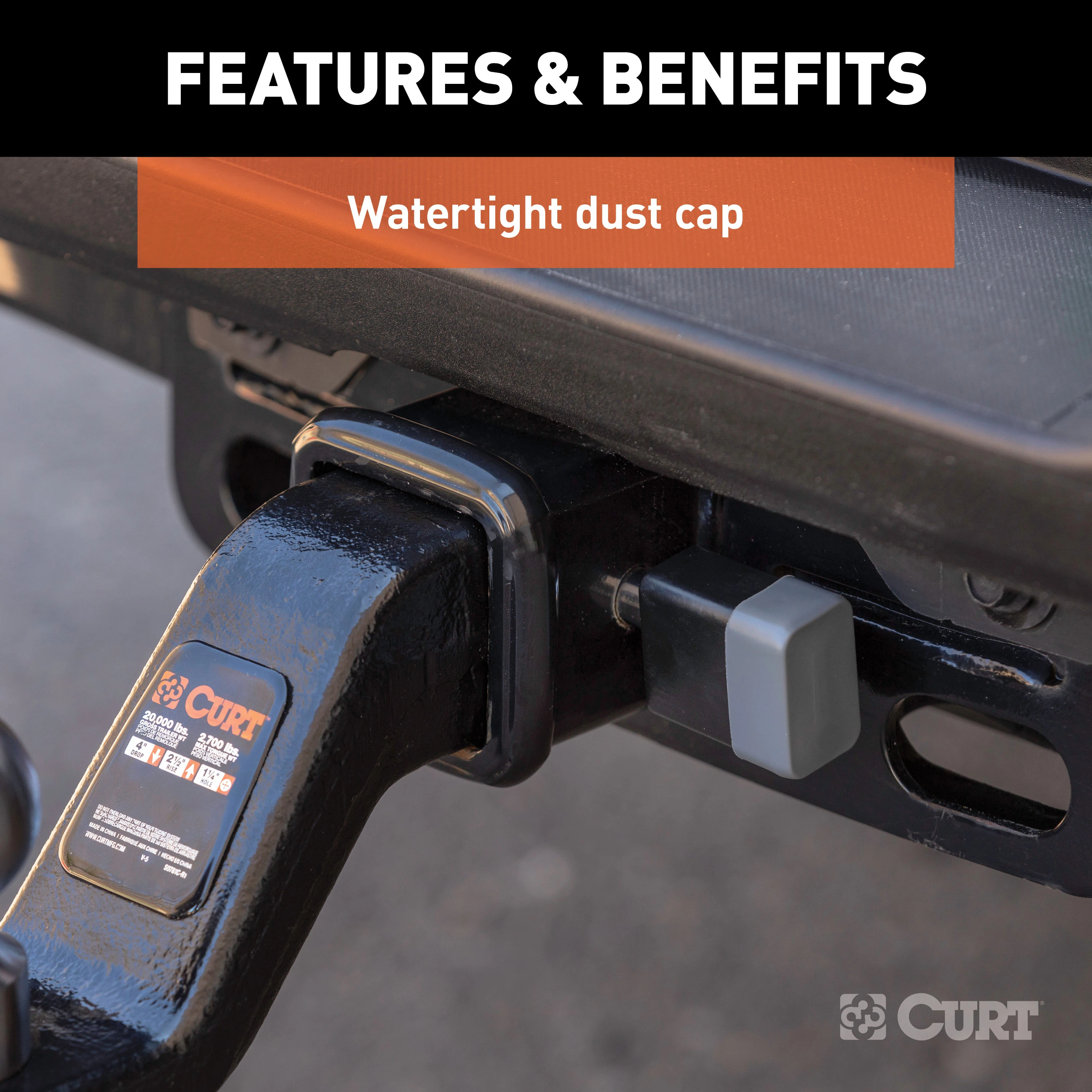 CURT 5/8" Hitch Lock (2", 2-1/2" or 3" Receiver, Deadbolt, Chrome) Trailer Hitch Lock thumbnail 4