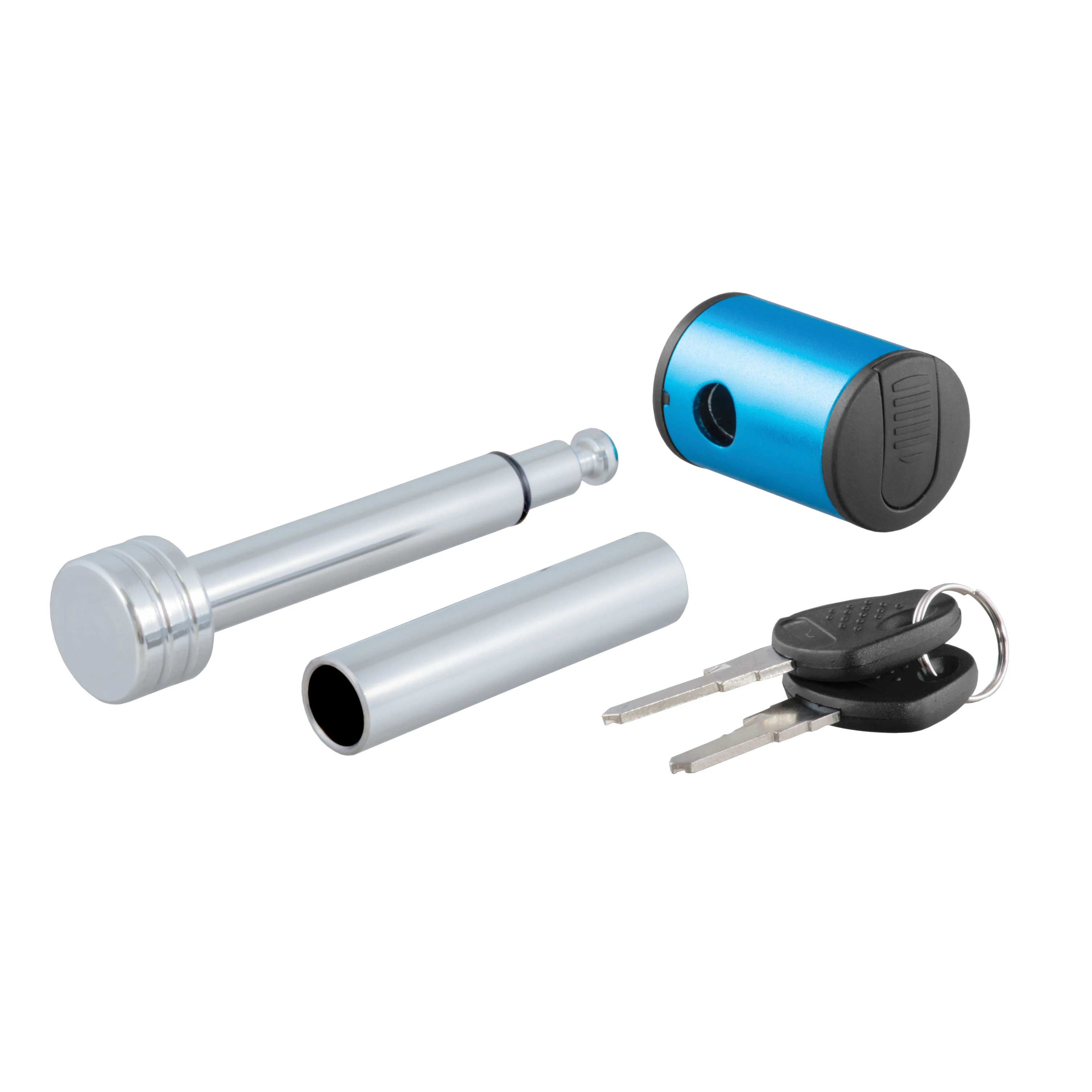CURT 1/2" Hitch Lock with 5/8" Adapter (1-1/4" or 2" Receiver, Right-Angle, Chrome) Trailer Hitch Lock thumbnail 0