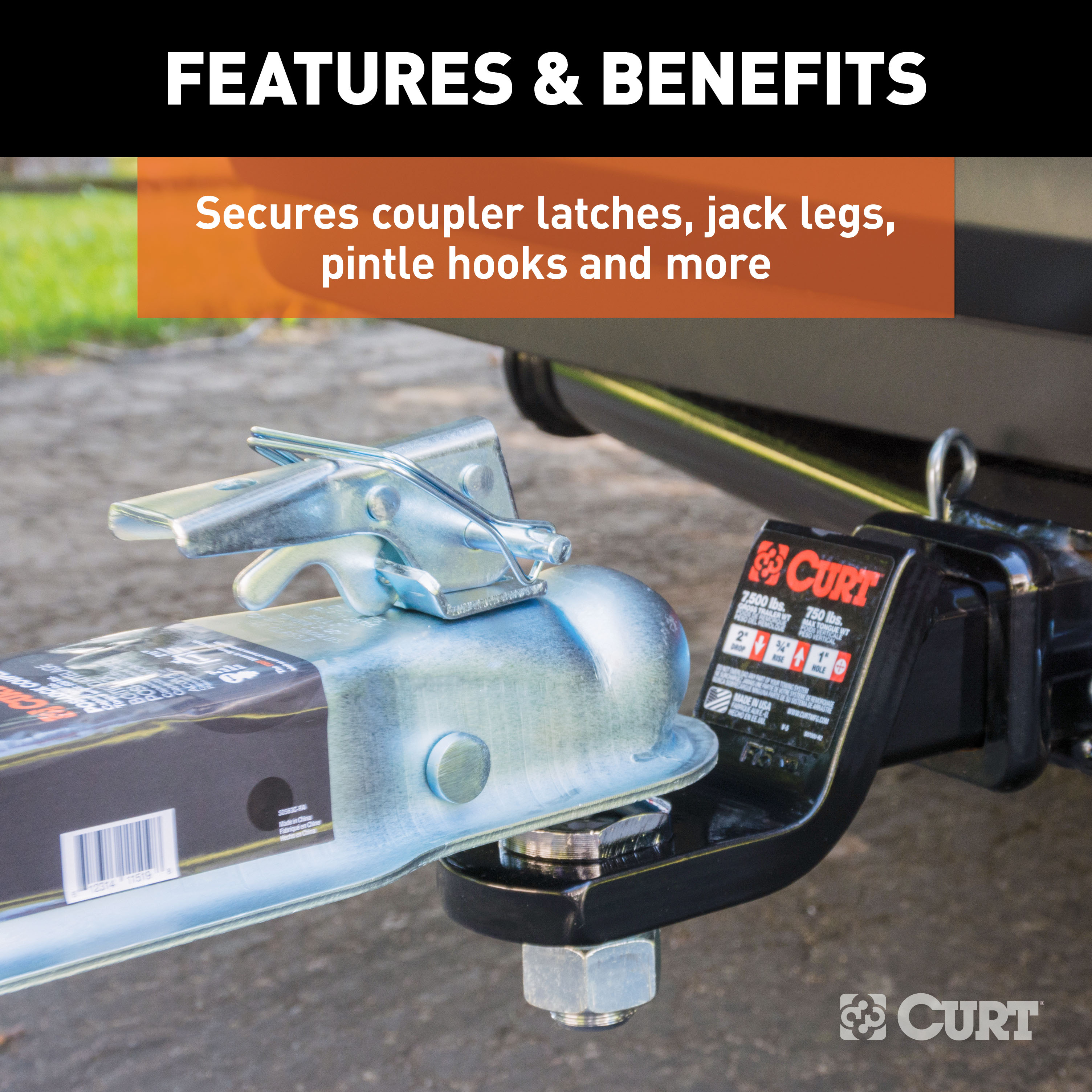 CURT 5/16" Safety Pin (3" Pin Length, Packaged) Trailer Hitch Lock thumbnail 2