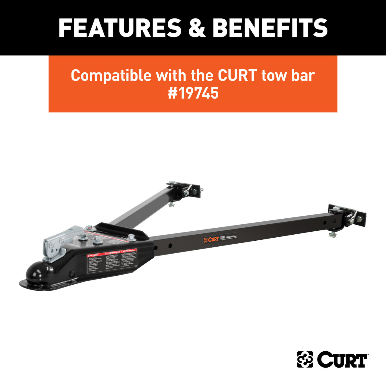 CURT Adjustable Tow Bar Bumper Brackets (1/2" Pin Holes) Tow Bar thumbnail 2