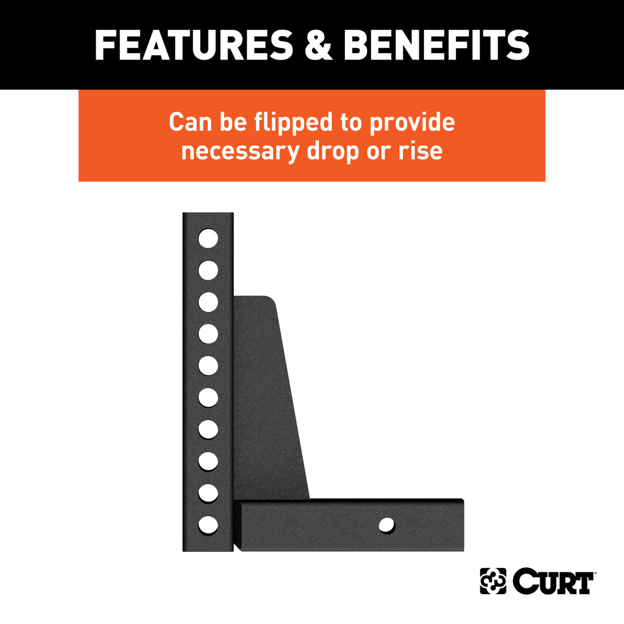 CURT Weight Distribution Shank (2" Shank, 7" Drop, 10-1/2" Rise) Trailer Hitch thumbnail 2