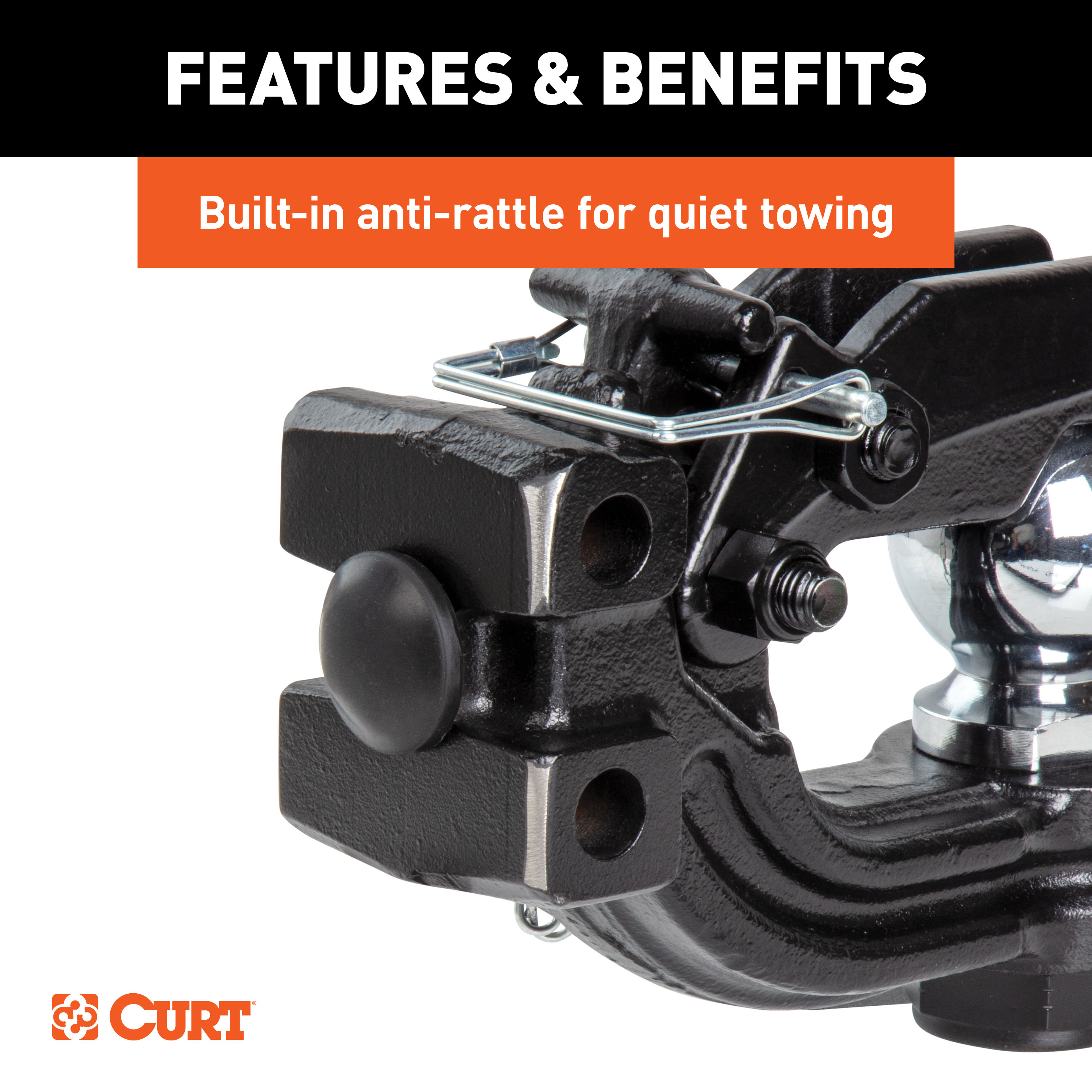 CURT Adjustable Channel Mount with 2-5/16" Ball & Pintle (2" Shank, 13,000 lbs.) Trailer Hitch Pintle Hook Mount thumbnail 4