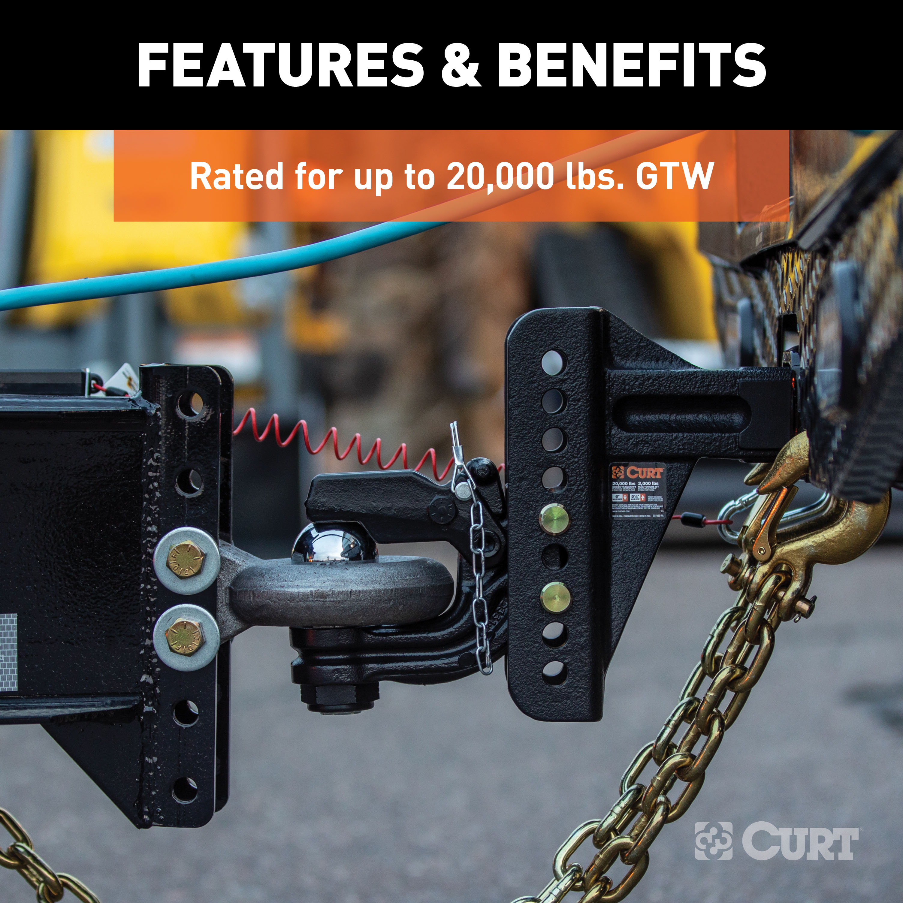 CURT Adjustable Channel Mount with 2-5/16" Ball & Pintle (2-1/2" Shank, 20,000 lbs.) Trailer Hitch Pintle Hook Mount thumbnail 3