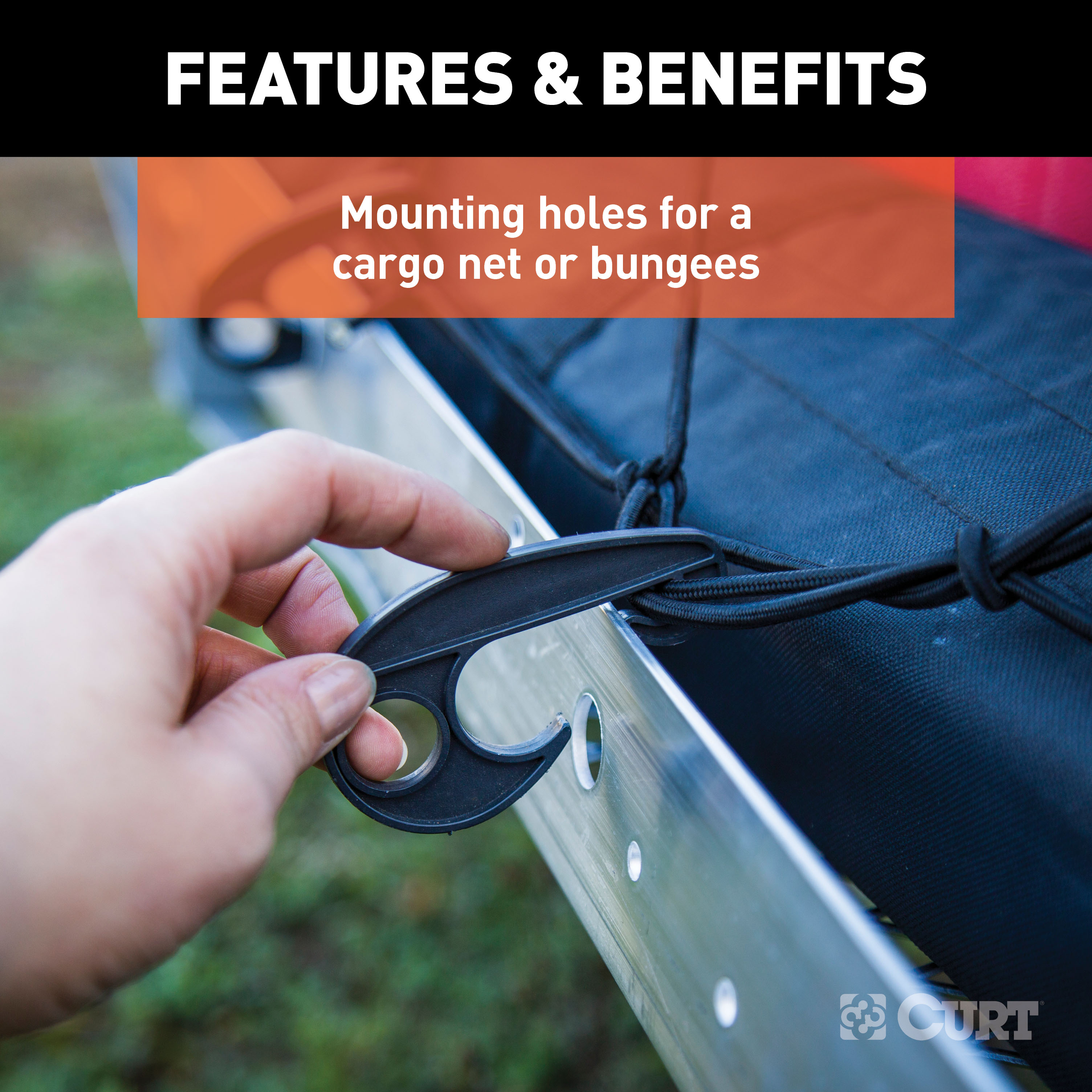 CURT 60" x 20" Aluminum Tray Cargo Carrier (Folding 2" Shank, 500 lbs.) Receiver Hitch Mounted Cargo Carrier thumbnail 9