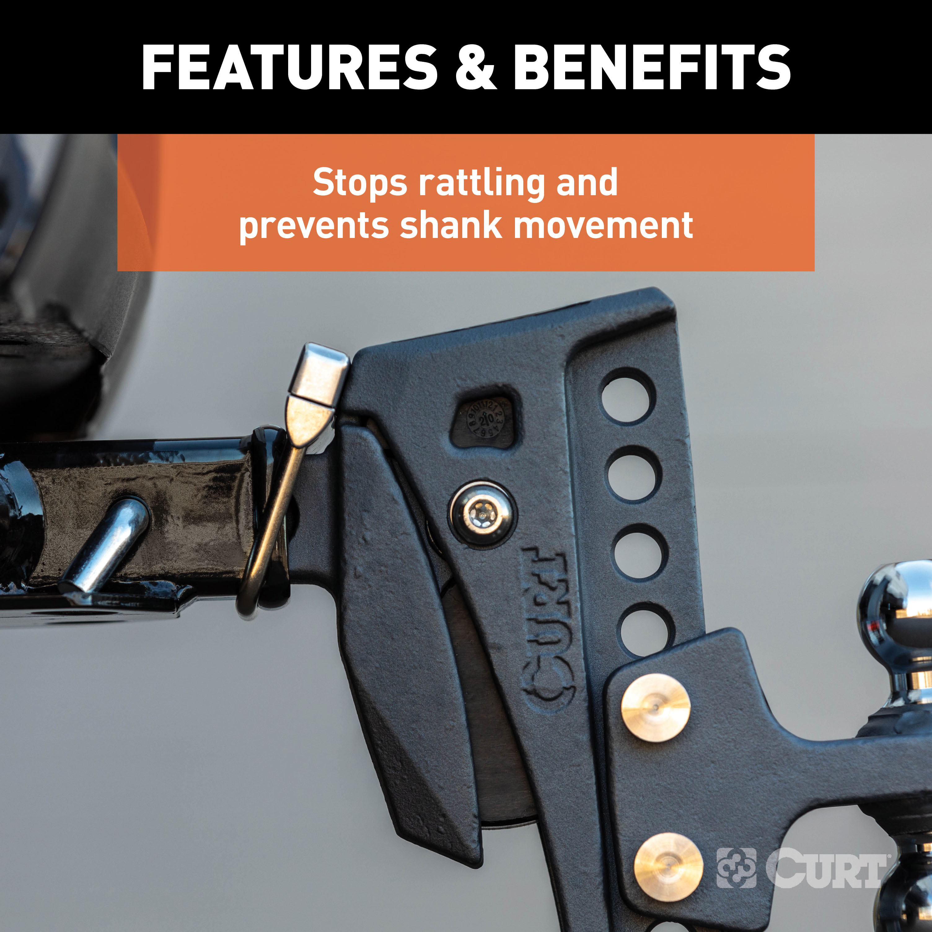 CURT No-Tool Anti-Rattle Hitch Clamp for 2" Receiver Anti-Rattle Fastener thumbnail 2