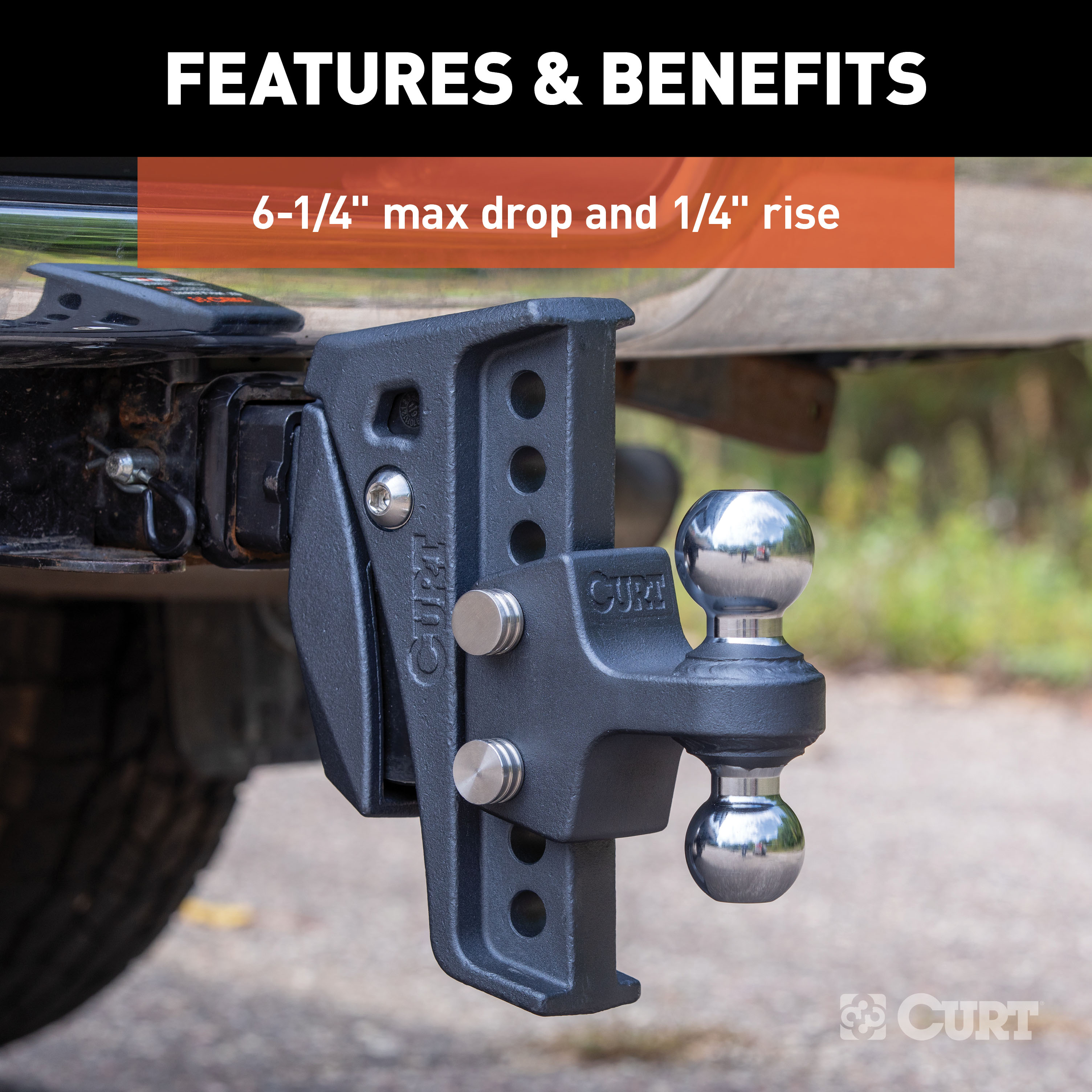 CURT Rebellion XD Adjustable Cushion Hitch (2" Shank, 2", 2-5/16" Balls, 15K) Trailer Hitch Ball Mount thumbnail 8