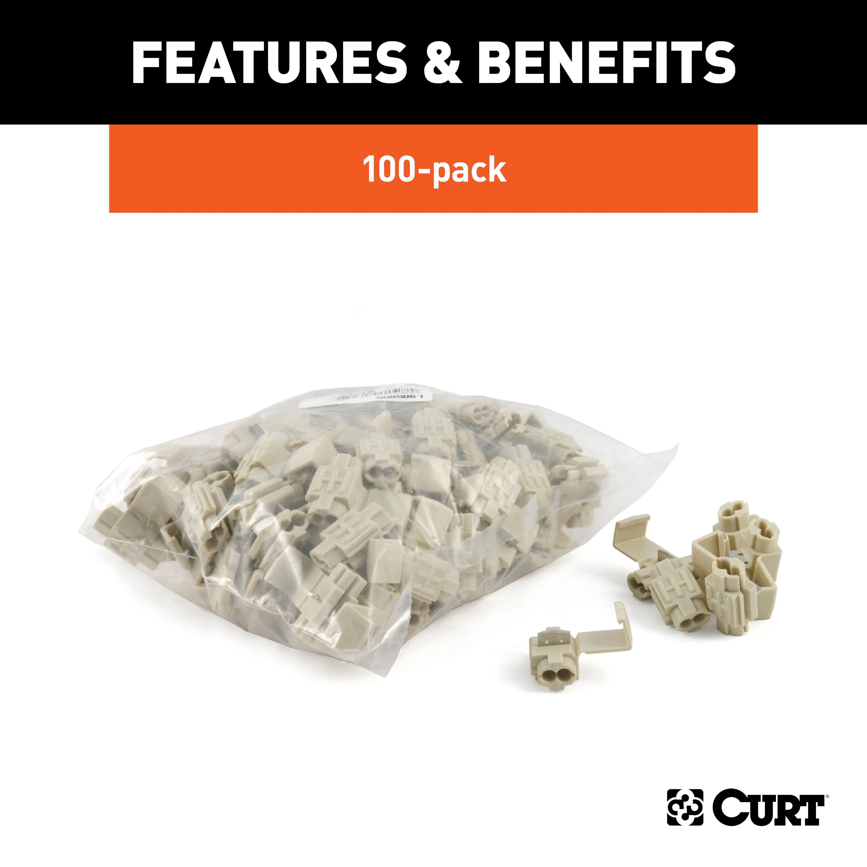 CURT Snap Lock Double-Run Tap Connectors (18-14 Wire Gauge, 100-Pack) Trailer Connector Kit thumbnail 4