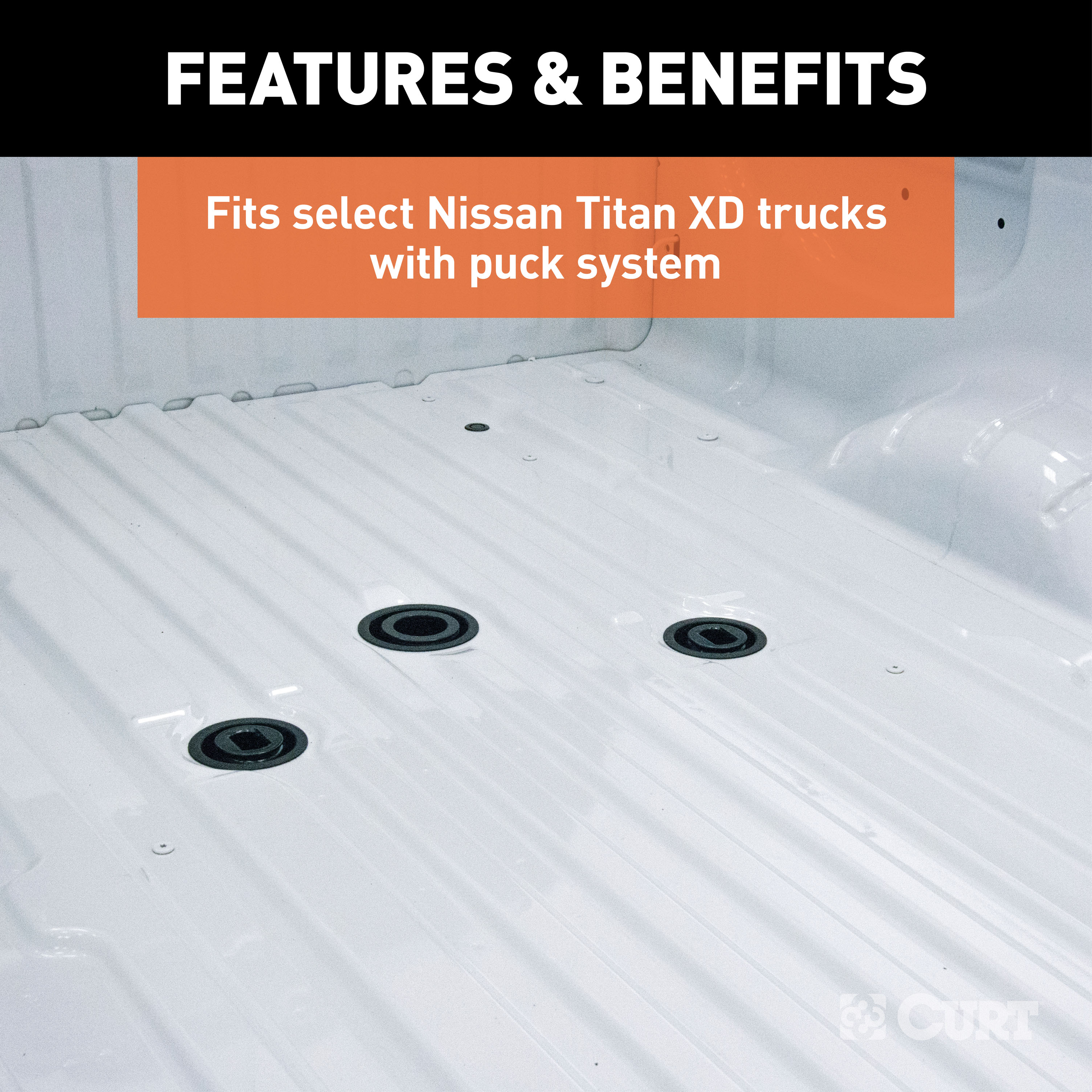 CURT Puck System 5th Wheel Legs, Select Nissan Titan XD, 8' Bed, 20K Fifth Wheel Trailer Hitch Mount Leg thumbnail 4
