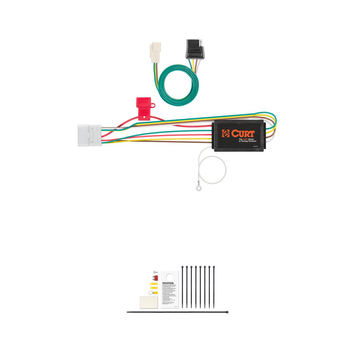 CURT Custom Wiring Harness, 4-Way Flat, Select Toyota Highlander, Lexus RX350 Trailer Connector Kit thumbnail 0