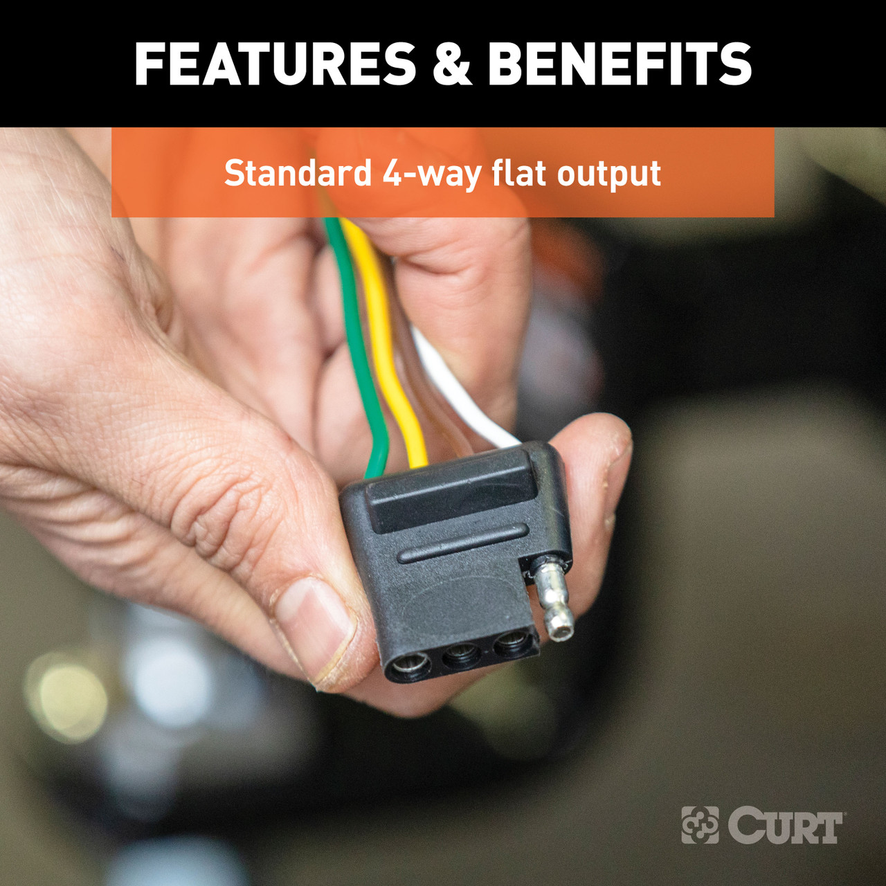 CURT 4-Way Flat Connector Socket with 60" Wires (Vehicle Side) Trailer Connector Kit thumbnail 1