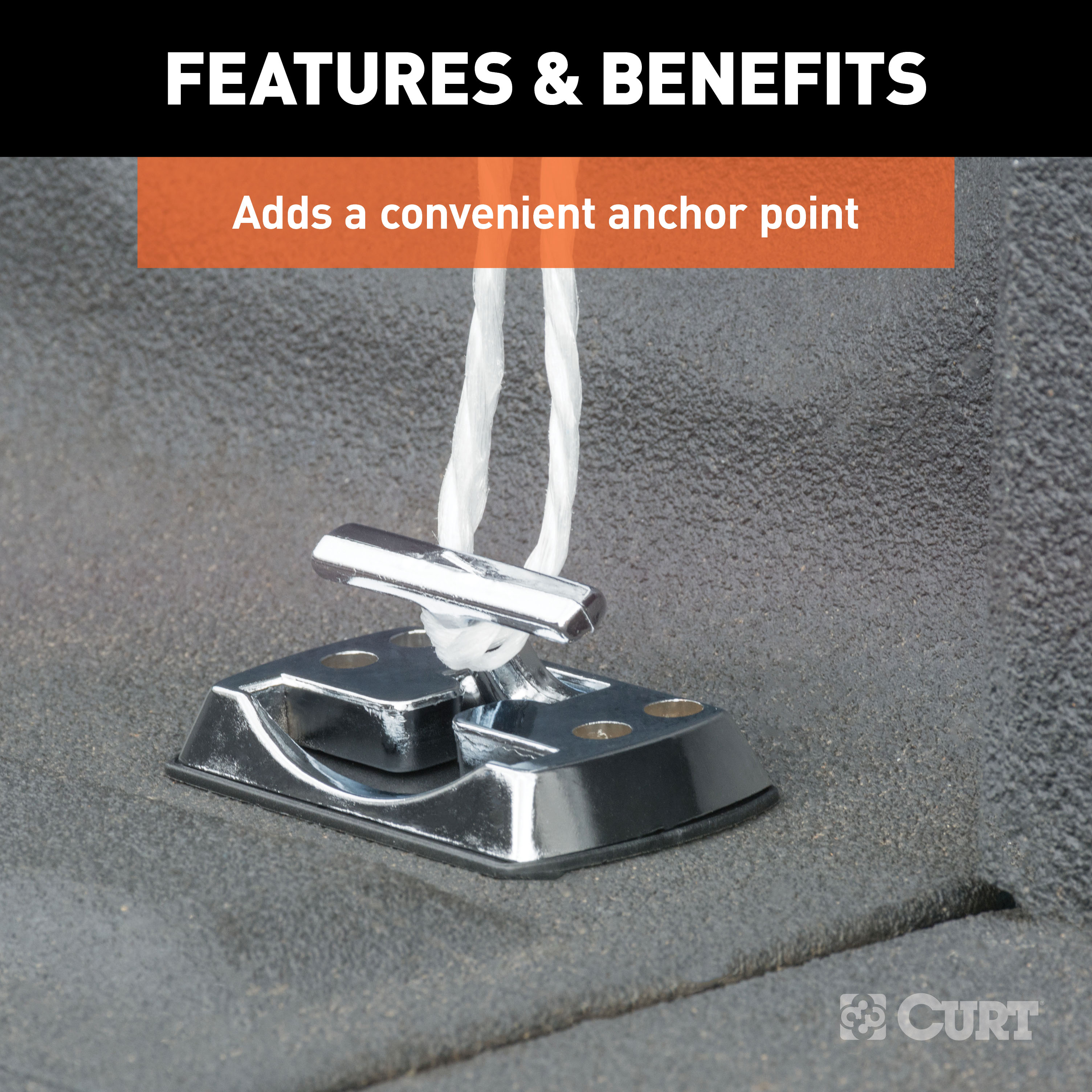 CURT Fold-Away Rope Hook (1,200 lbs, Packaged) Tie Down Anchor thumbnail 2
