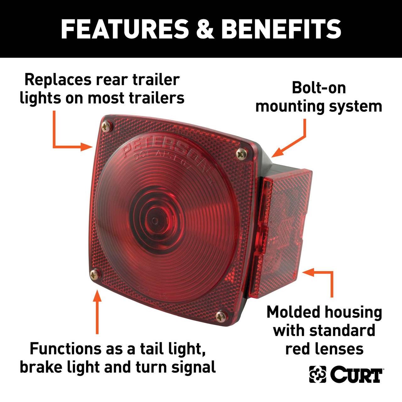 CURT Combination Passenger-Side Trailer Light without License Plate Illumination Trailer Light thumbnail 1