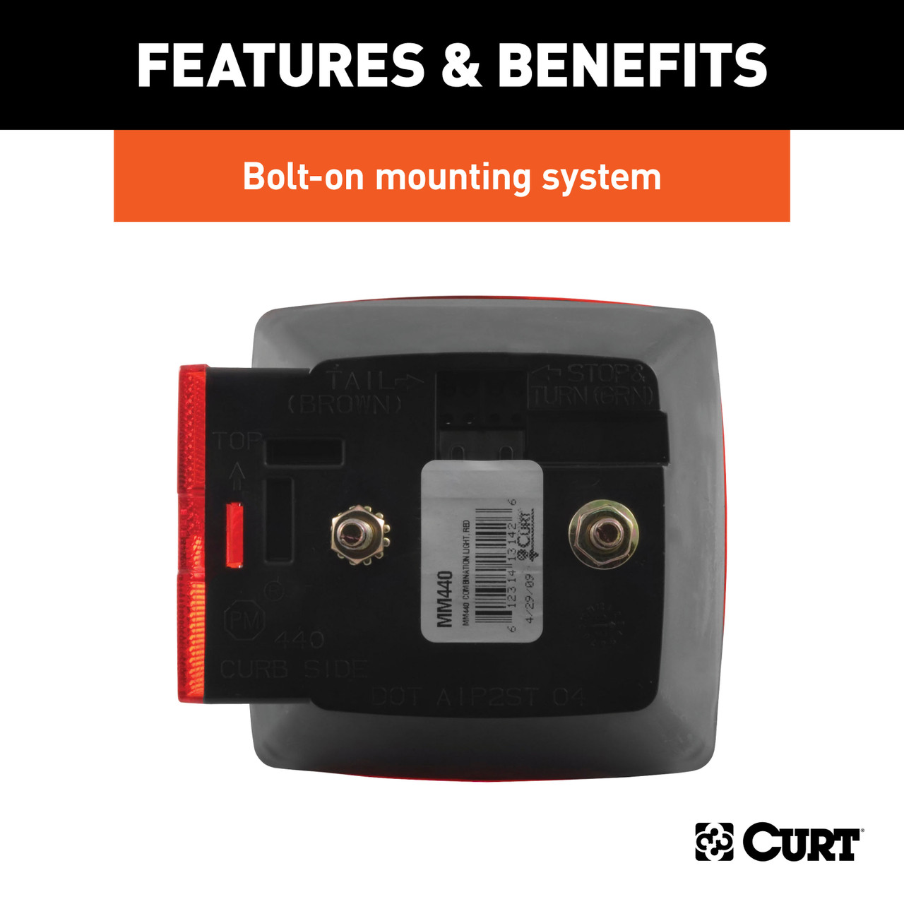 CURT Combination Passenger-Side Trailer Light without License Plate Illumination Trailer Light thumbnail 4