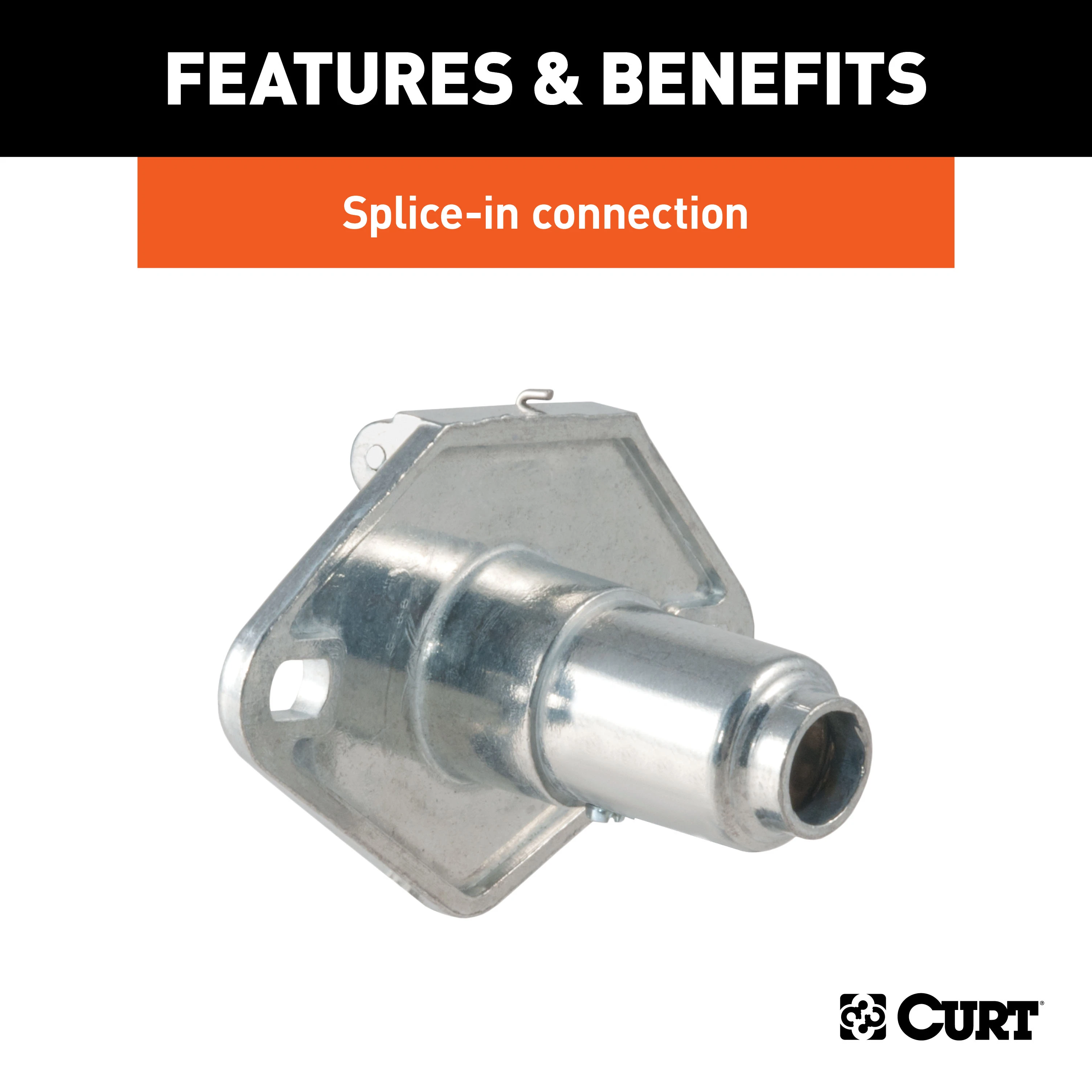 CURT 6-Way Round Connector Socket (Vehicle Side, Diecast Metal) Trailer Connector Kit thumbnail 2