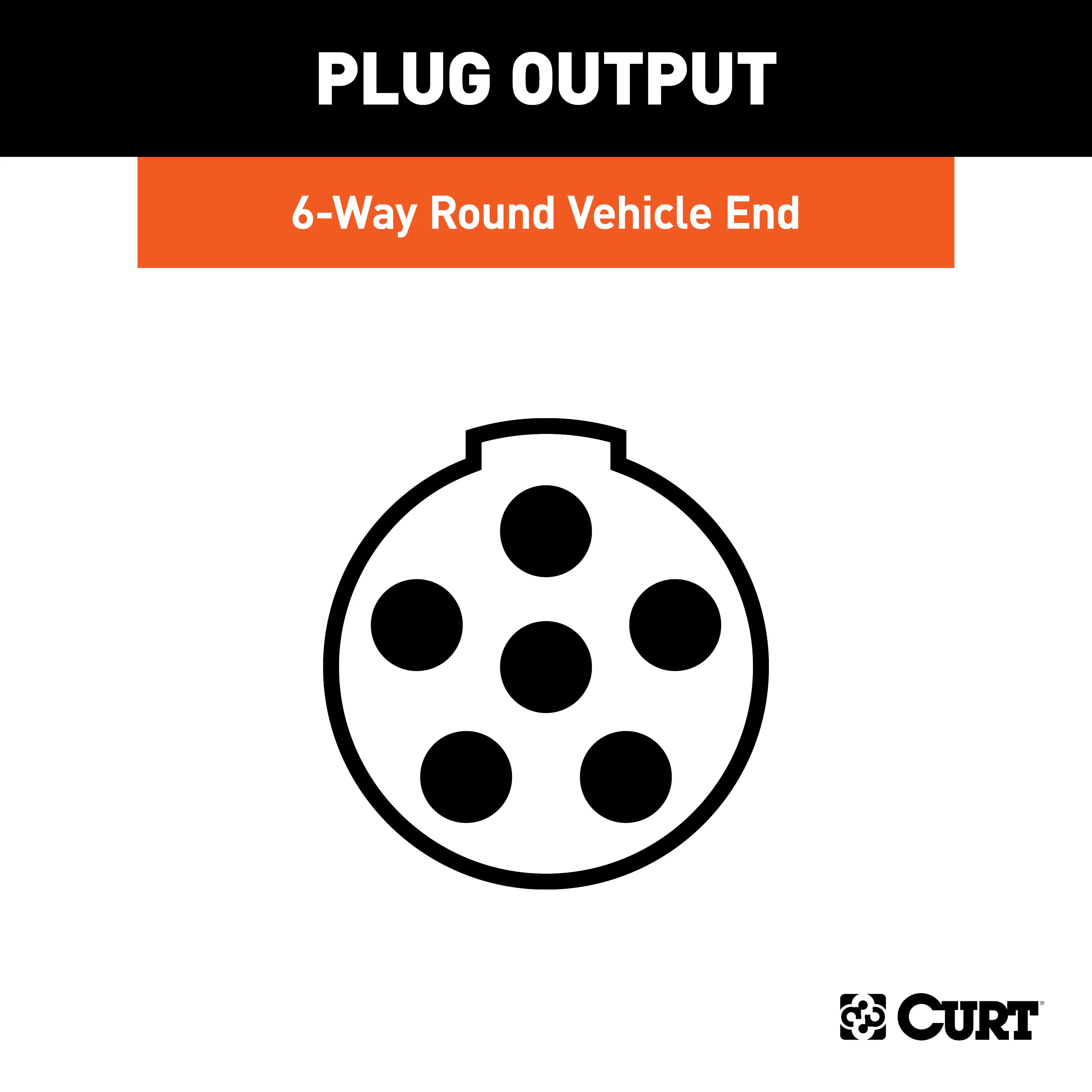 CURT 6-Way Round Connector Socket (Vehicle Side, Diecast Metal) Trailer Connector Kit thumbnail 3