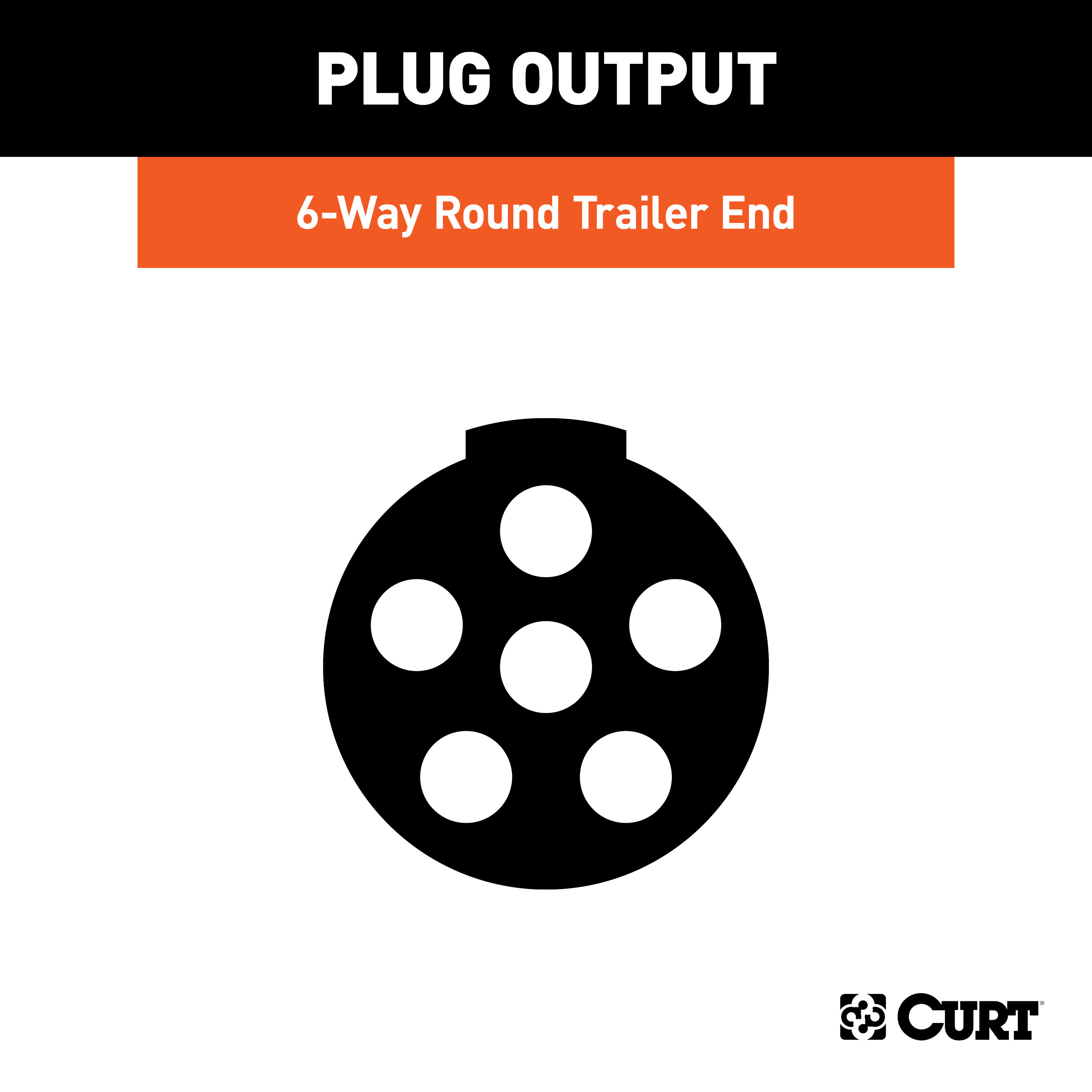 CURT 6-Way Round Connector Plug (Trailer Side, Chrome Plastic) Trailer Connector Kit thumbnail 3