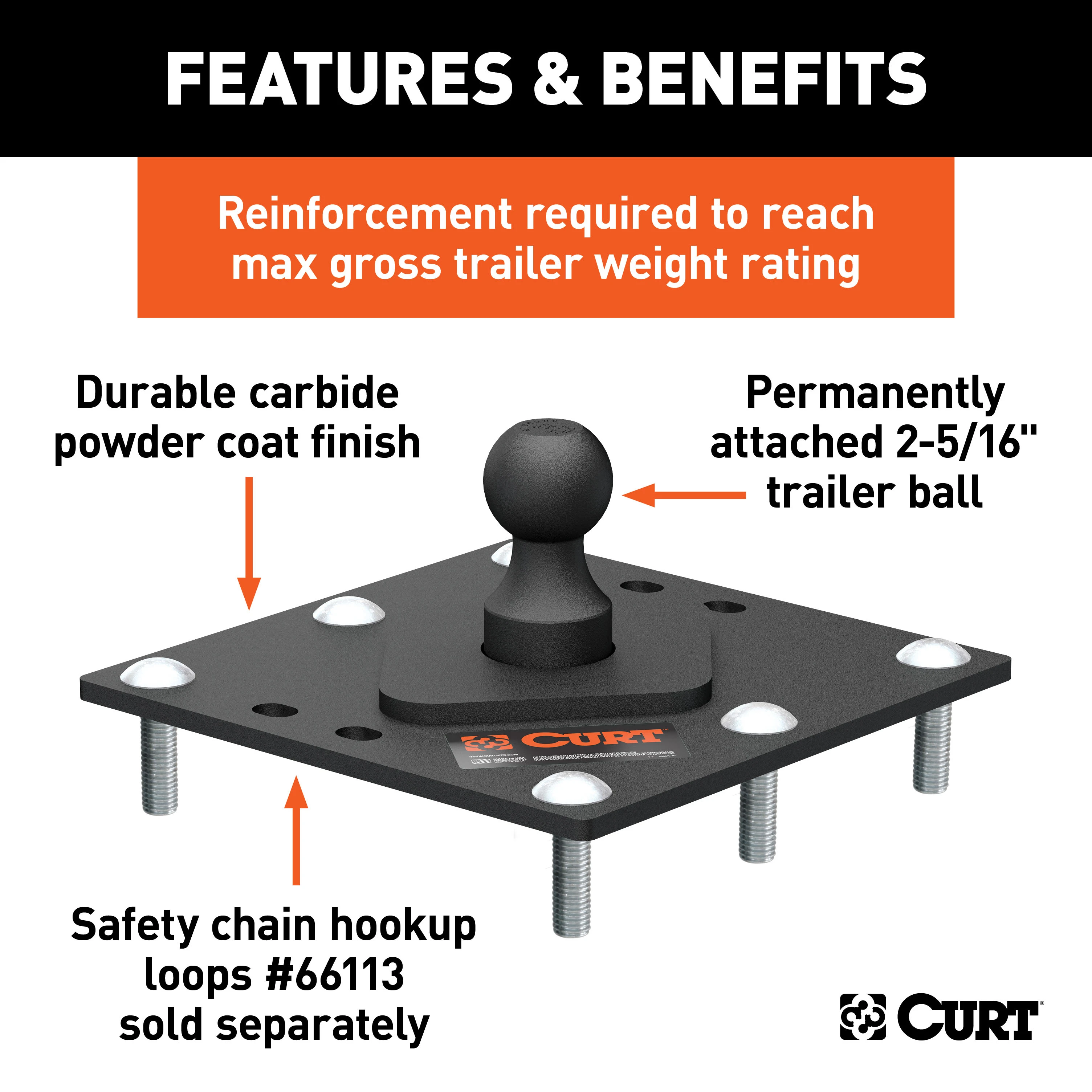 CURT Over-Bed Fixed Ball Gooseneck Hitch Gooseneck Trailer Hitch thumbnail 1