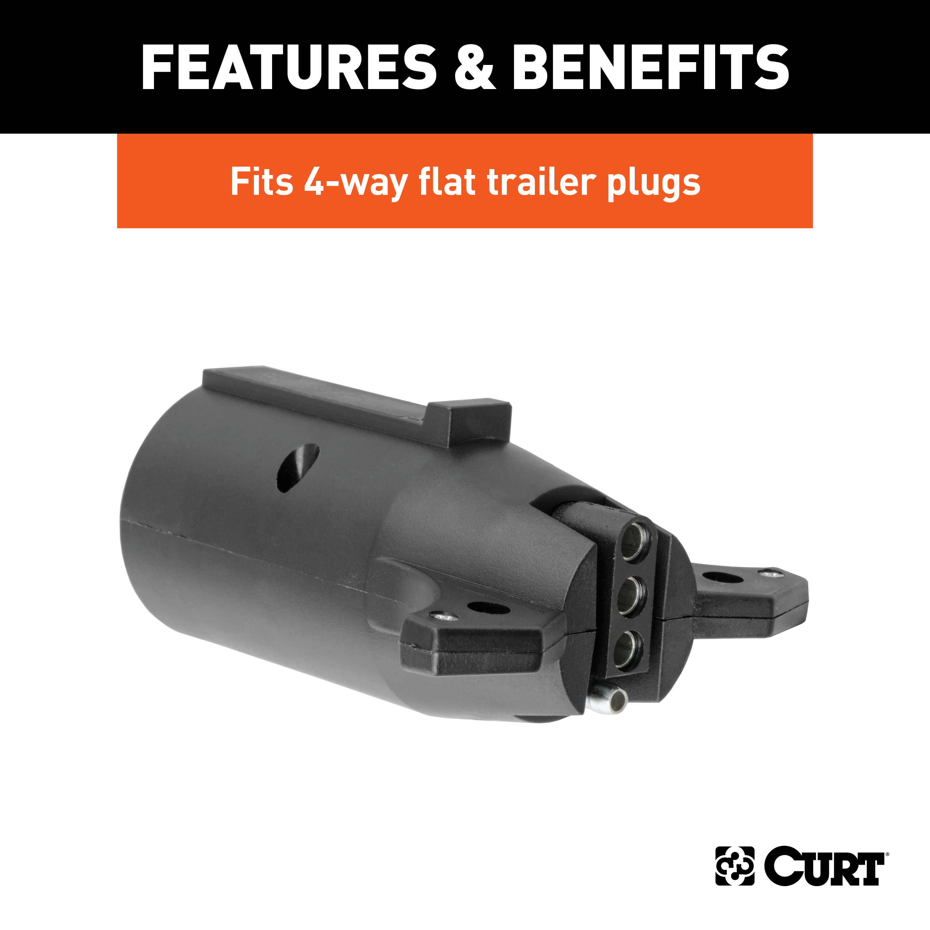 CURT Electrical Adapter (7-Way RV Blade Vehicle to 4-Way Flat Trailer) Trailer Wiring Adapter Connector thumbnail 3