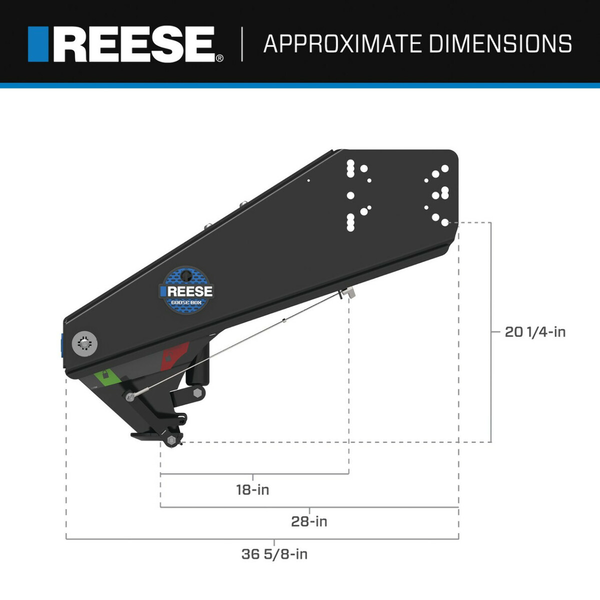 Reese 20K Goose Box Gen 3 5th Wheel Pin Box, Air Ride Fits Lippert (1716, 1116, 0115, 1621, 1621HD, 0719, Rhino), Fabex PB 600 Series thumbnail 2