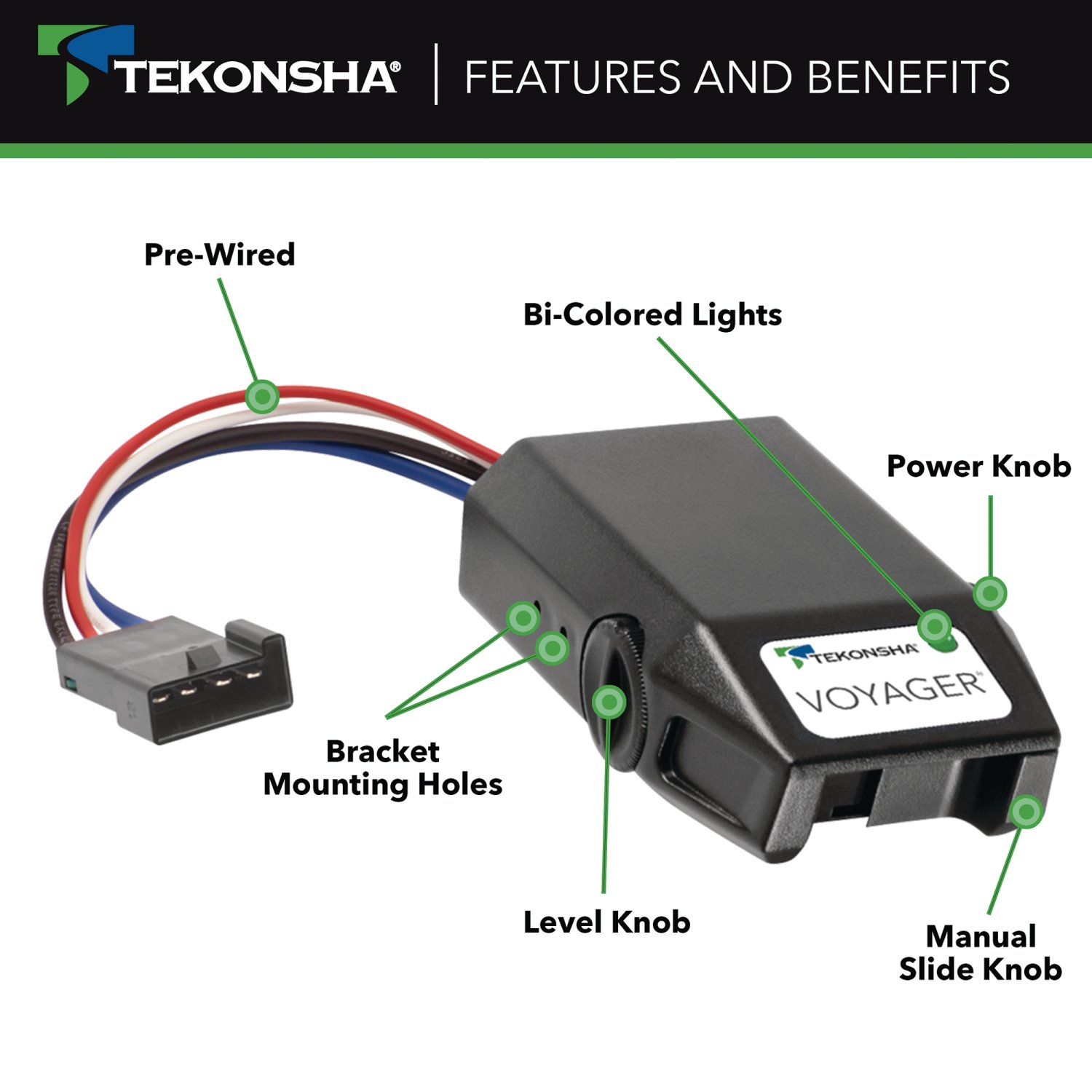 2010-2011 Lincoln MKT Tekonsha Voyager Proportional Brake Controller for Trailers with 1 to 4 Axles Black 9030 thumbnail 2