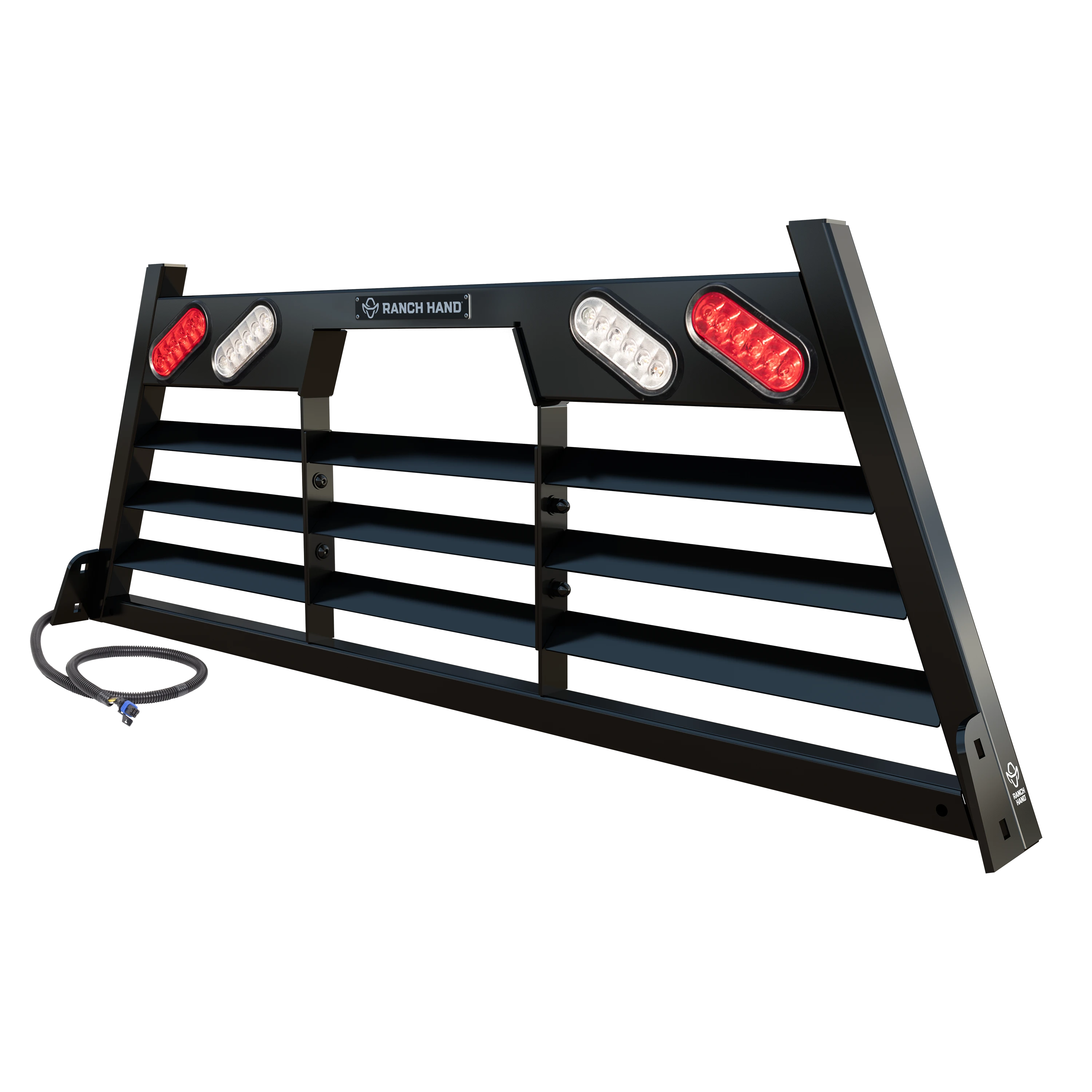 Ranch Hand HRLWL200 Legend Black Steel Louvered Truck Headache Rack with LED Lights thumbnail 0
