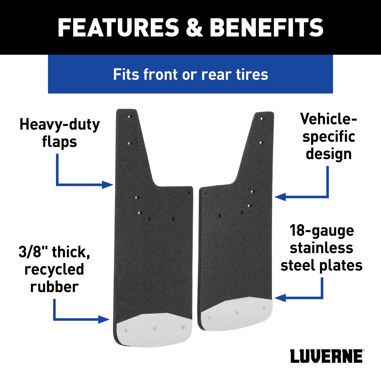 LUVERNE Front or Rear 12" x 20" Rubber Mud Guards, Select Colorado, Canyon (2 Flaps) 251510 thumbnail 2