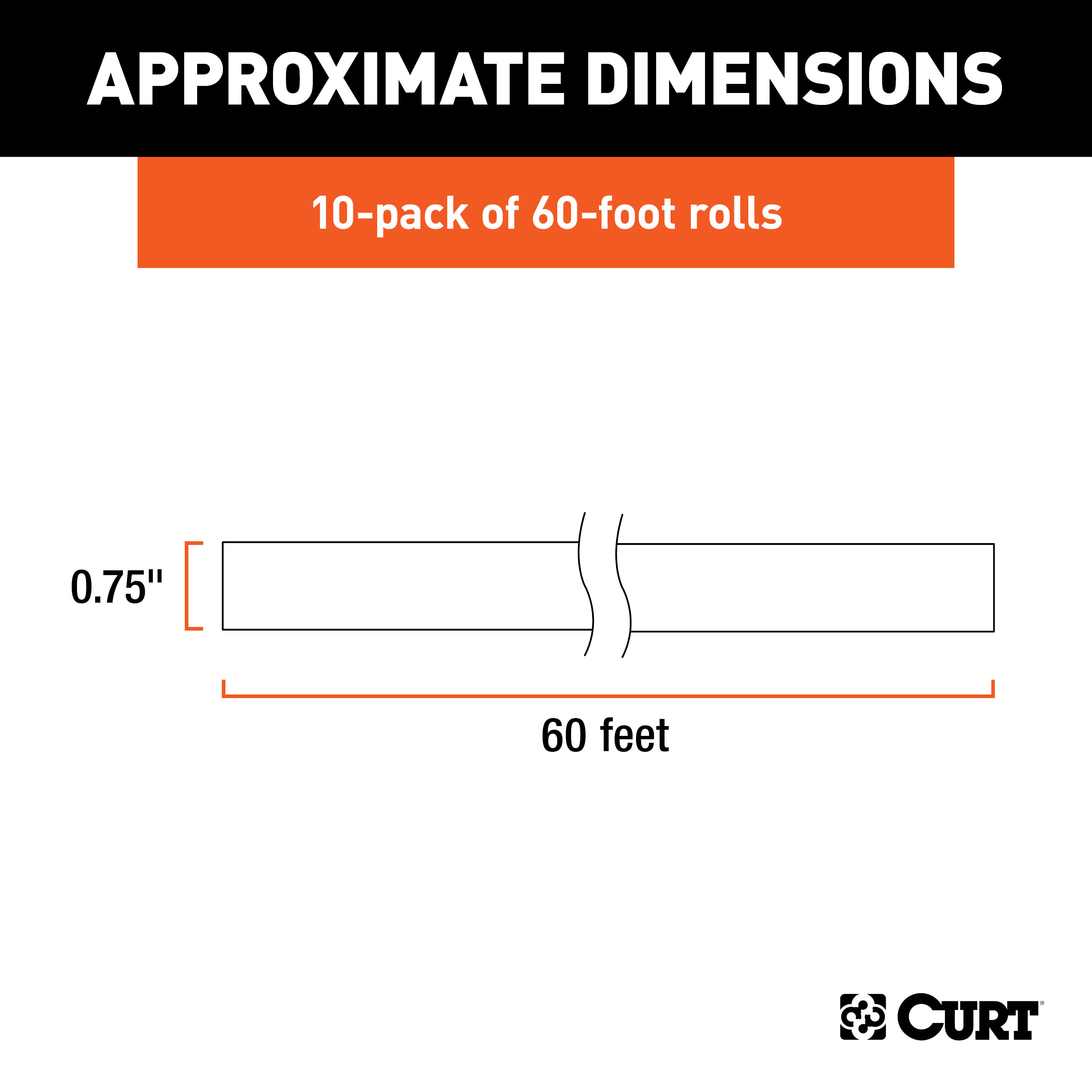 CURT 59740 Black Electrical Tape, 7 Mil, 3/4-Inch x 60-Foot Rolls, 10-Pack thumbnail 1