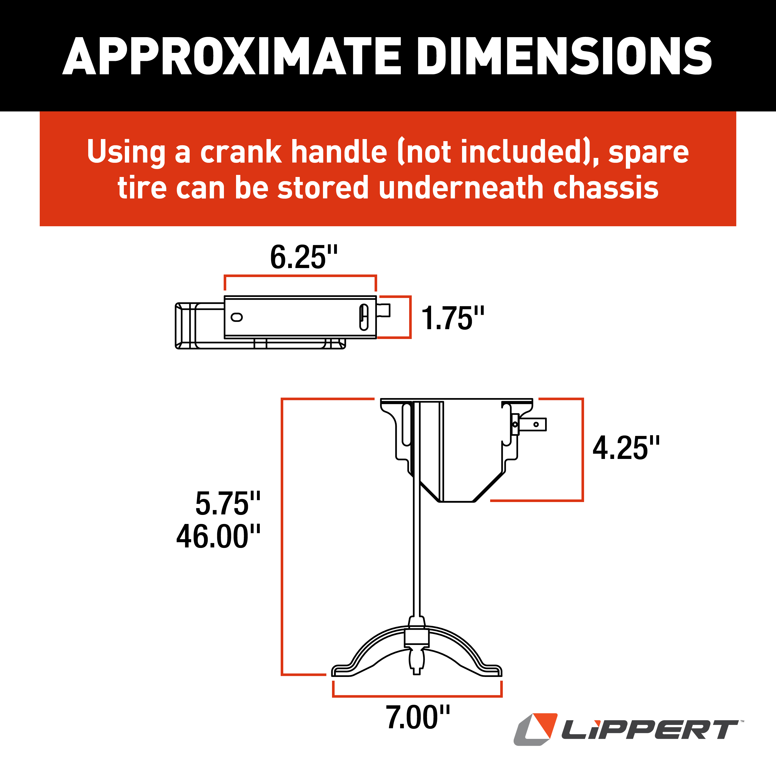 Lippert Replacement Spare Tire Winch with Offset Cable #159056 thumbnail 2
