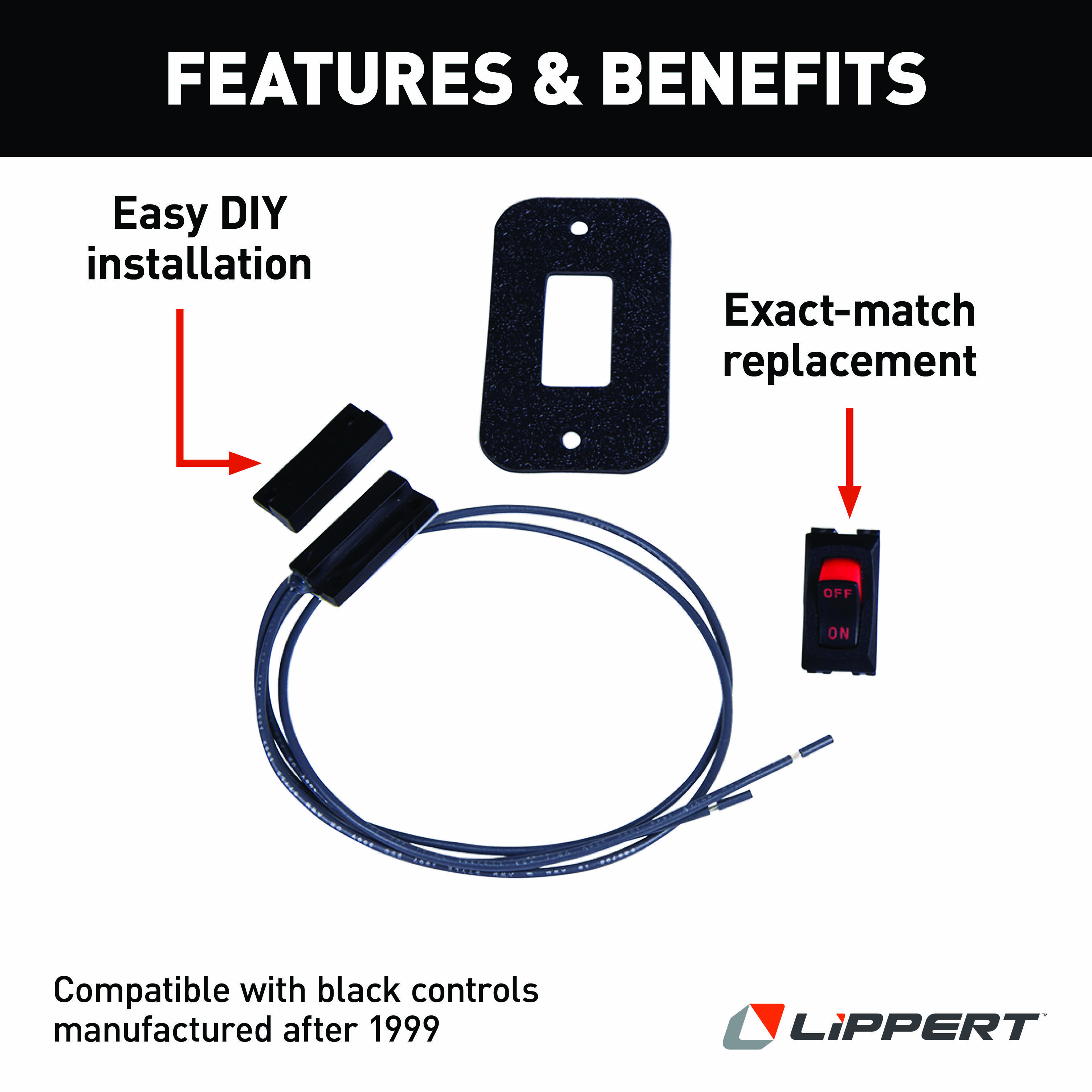 LIPPERT Kwikee Door Switch - Black thumbnail 1