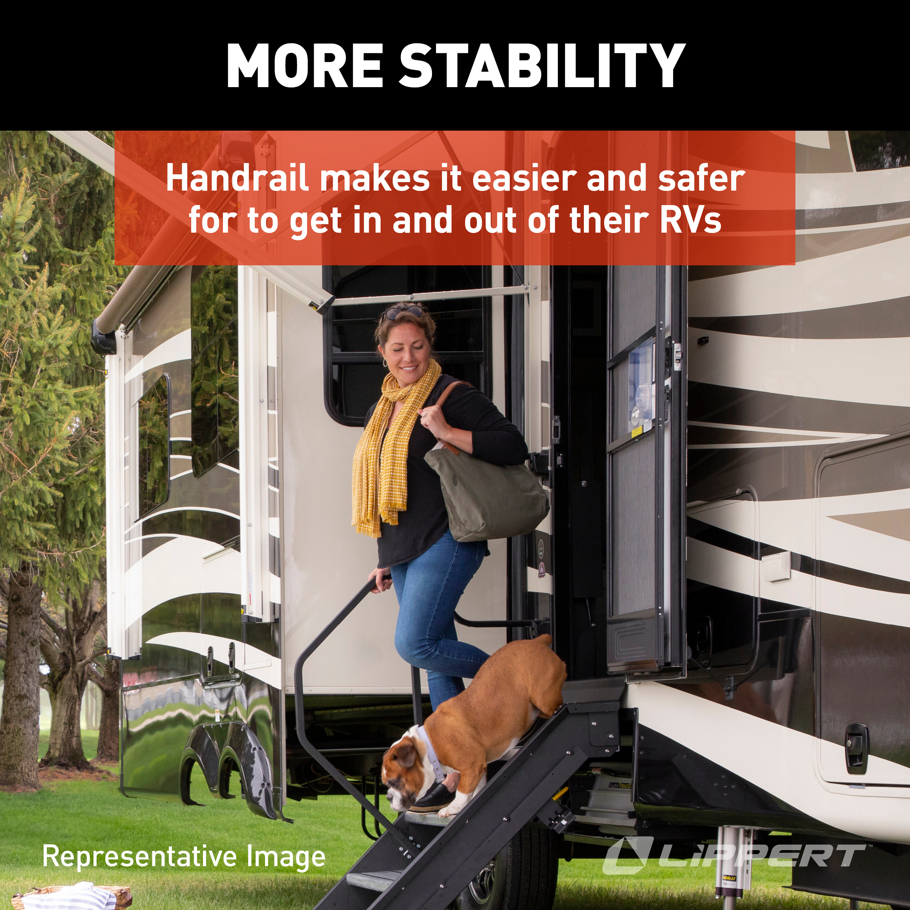 Lippert Solid Step Entry Assist Handrail for RV Steps #799640 thumbnail 2