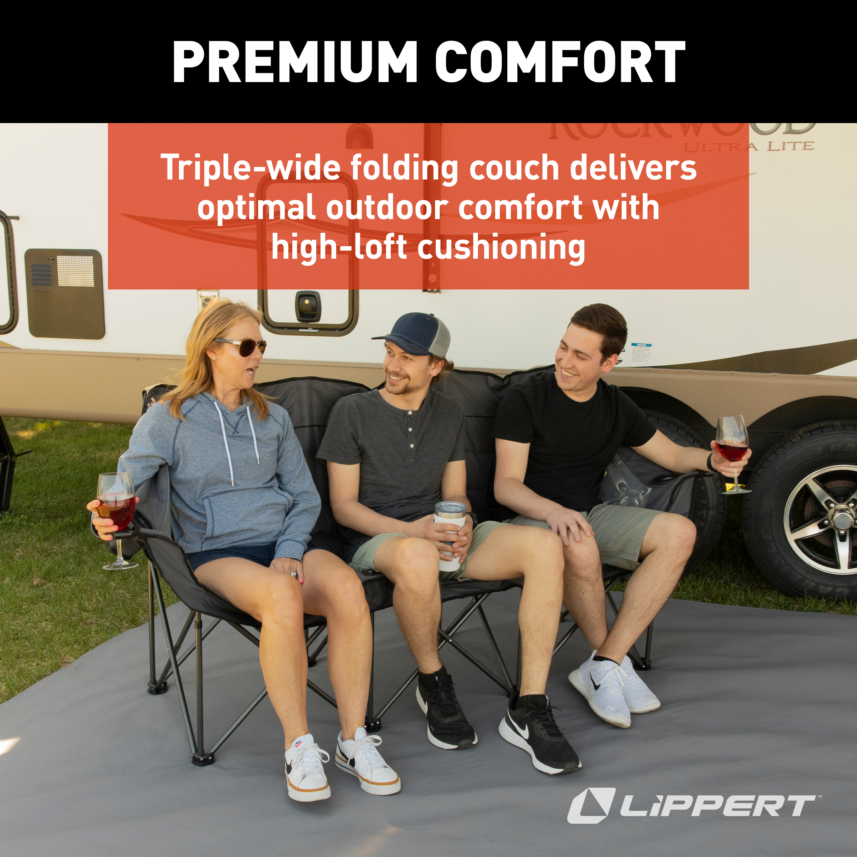 Lippert Campfire Folding Couch - Dark Grey thumbnail 2