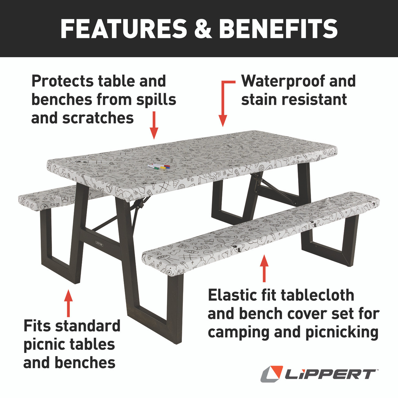 Lippert Vinyl Tablecloth with Bench Covers - Color Escape #2023051696 thumbnail 1