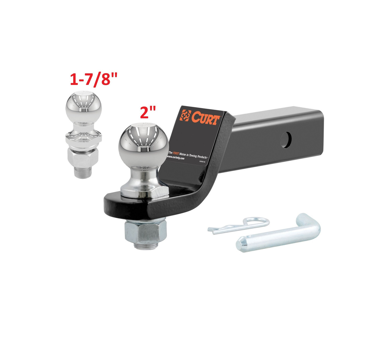 CURT 2" Ball Mount with 2" + 1-7/8" Ball (7,500 lbs., 2" Drop) thumbnail 0
