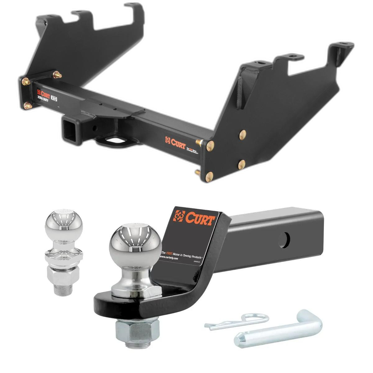 1988-2000 GMC K2500 With 10" Step Bumper Xtra Duty CURT Class 5 Hitch, 2" Receiver + 2" Ball + 1-7/8" Ball Kit thumbnail 0