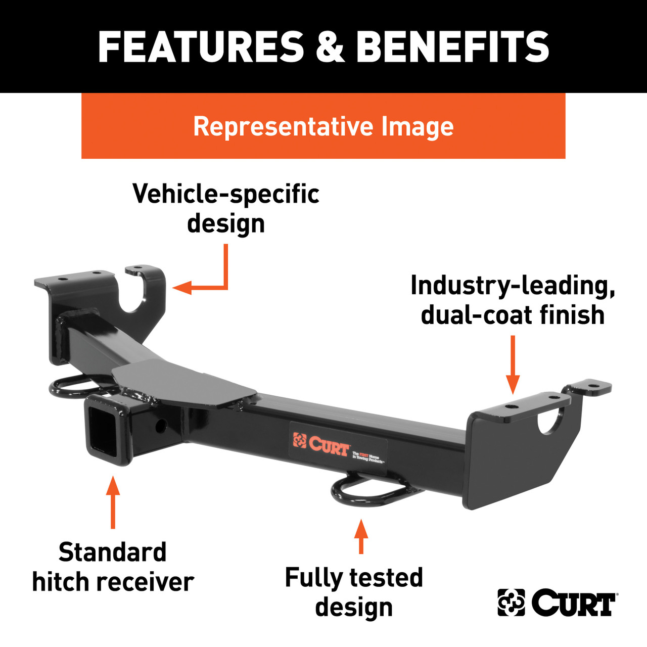 CURT 2" Front Receiver Hitch, Select Ford E-150, E-250, E-350 Super Duty Trailer Hitch thumbnail 1
