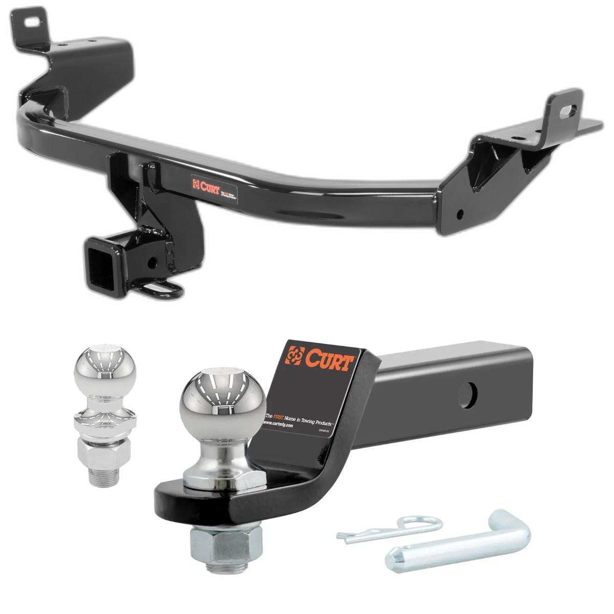2016-2018 Jeep Cherokee Overland CURT Class 3 Trailer Hitch, 2" Receiver + 2" Ball + 1-7/8" Ball Kit thumbnail 0