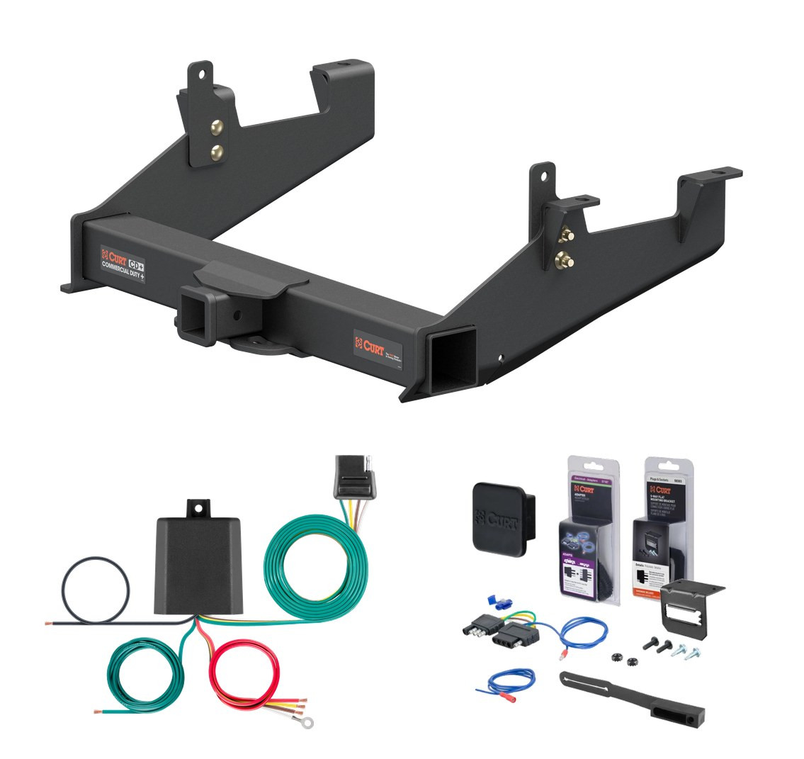 2020 - 2026 Chevrolet Silverado 2500 HD 8' bed, excluding factory receiver, Tommy Gate lift or cab & chassis Curt 2-1/2" Class 5 Trailer Tow Hitch + 5-Flat Wiring Kit Tow Boat/Utility Trailer with Surge Brakes 15010 thumbnail 0