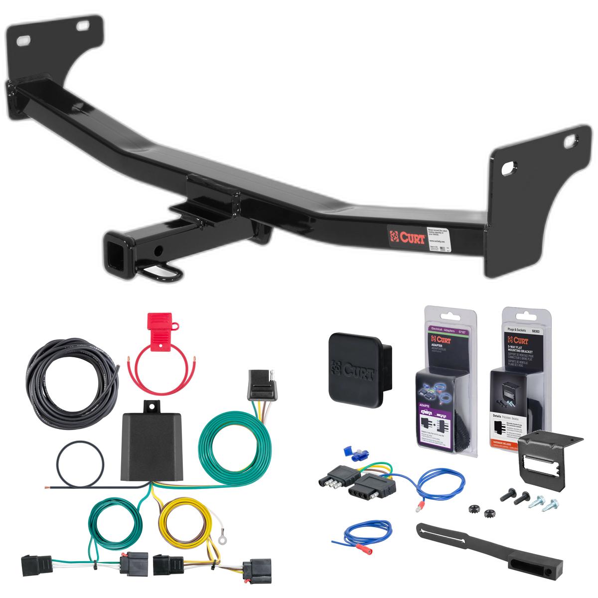 07 - 10 Jeep Patriot Curt 1-1/4" Class 2 Trailer Tow Hitch + 5-Flat Wiring Kit Tow Boat/Utility Trailer with Surge Brakes 12255 thumbnail 0