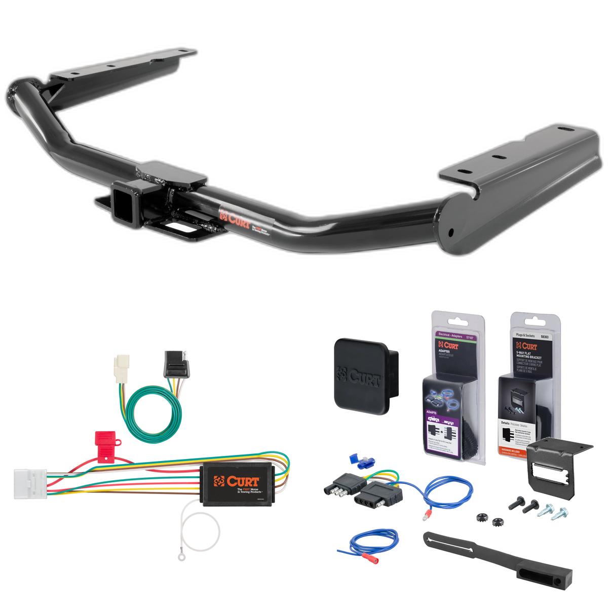 14 - 19 Toyota Highlander Curt 2" Class 3 Trailer Tow Hitch + 5-Flat Wiring Kit Tow Boat/Utility Trailer with Surge Brakes 13200 thumbnail 0
