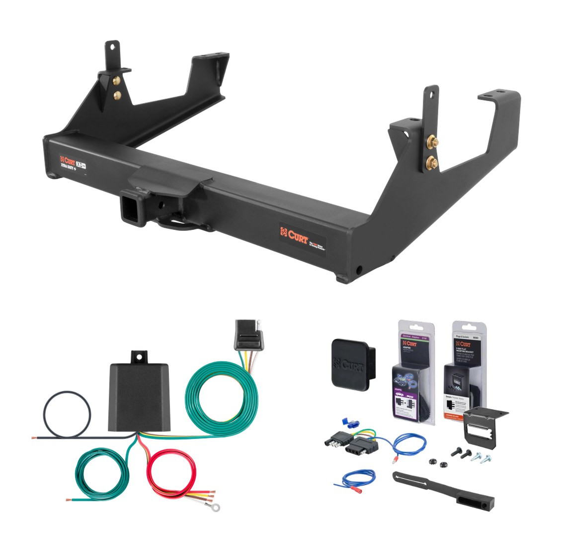 2011 - 2019 Chevrolet Silverado 2500 HD 8' bed, excluding factory receiver, Tommy Gate lift or cab & chassis Curt 2" Class 5 Trailer Tow Hitch + 5-Flat Wiring Kit Tow Boat/Utility Trailer with Surge Brakes 15460 thumbnail 0