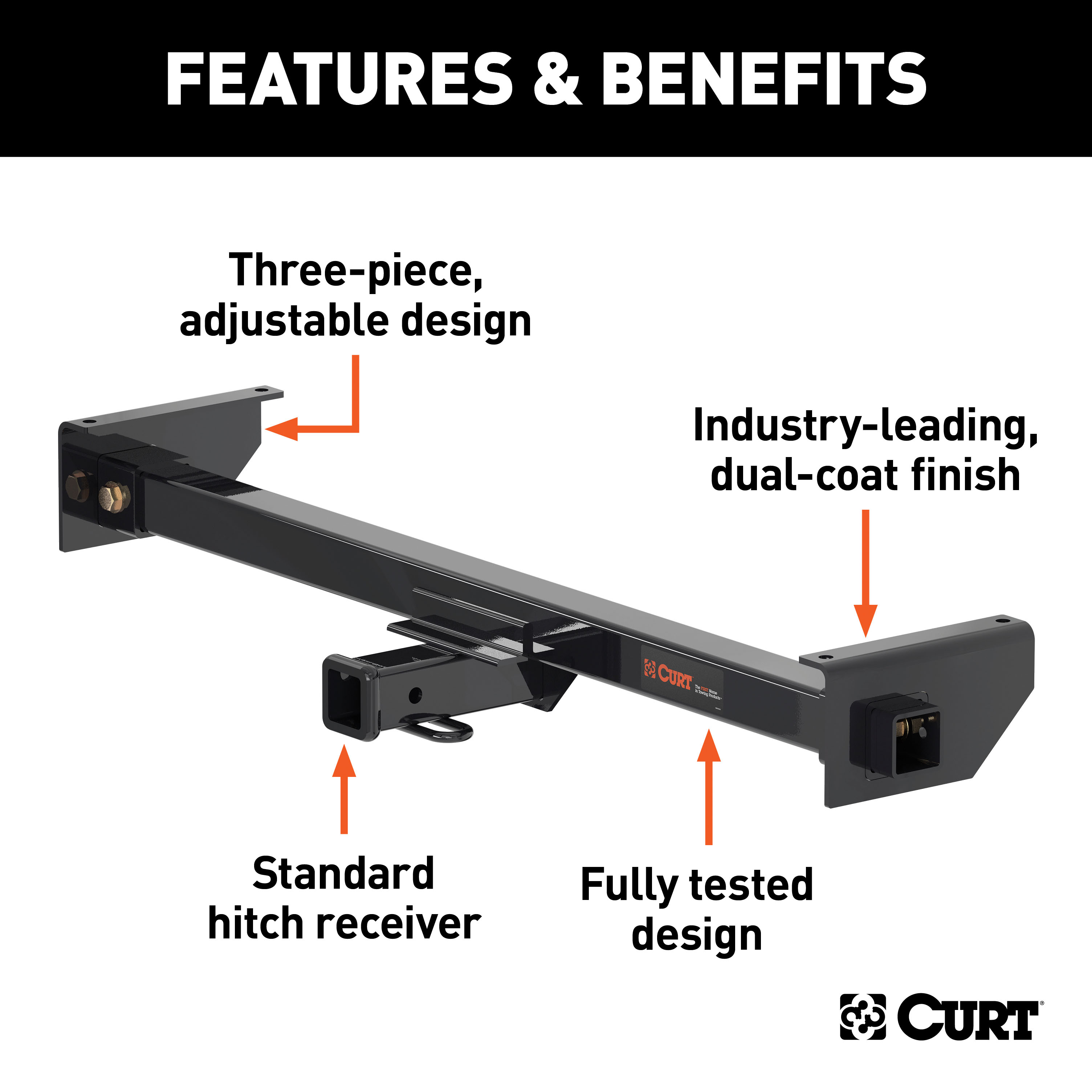 CURT Adjustable RV Trailer Hitch, 2" Receiver (Up to 51" Frames, 2" Drop) Trailer Hitch thumbnail 2