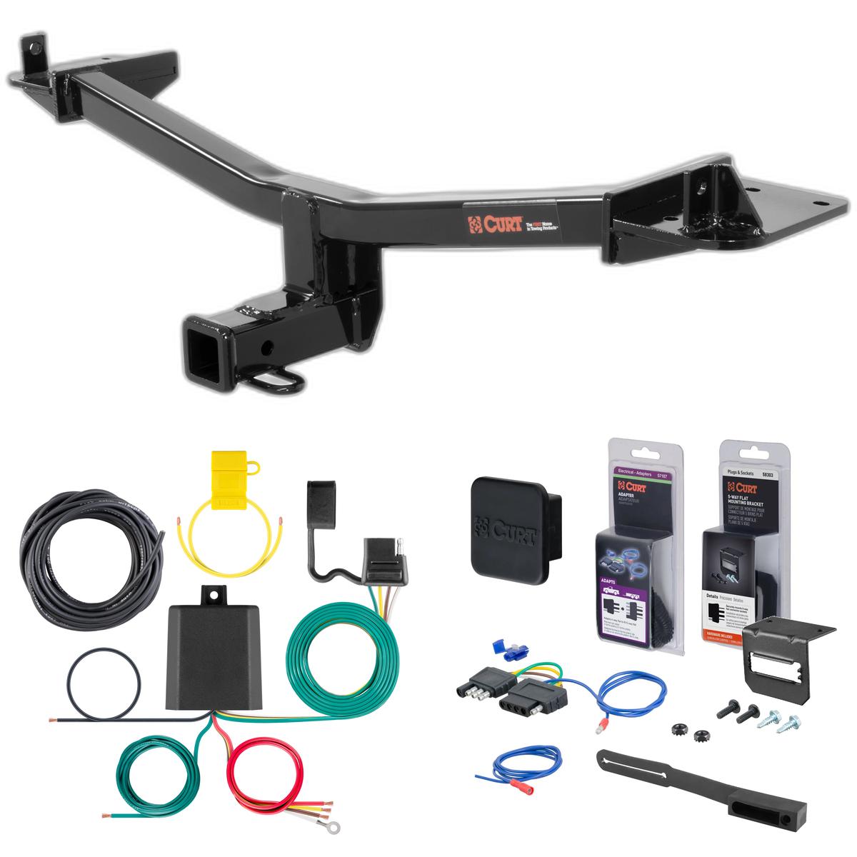 15 - 16 Audi Q3 Curt 2" Class 3 Trailer Tow Hitch + 5-Flat Wiring Kit Tow Boat/Utility Trailer with Surge Brakes 13209 thumbnail 0