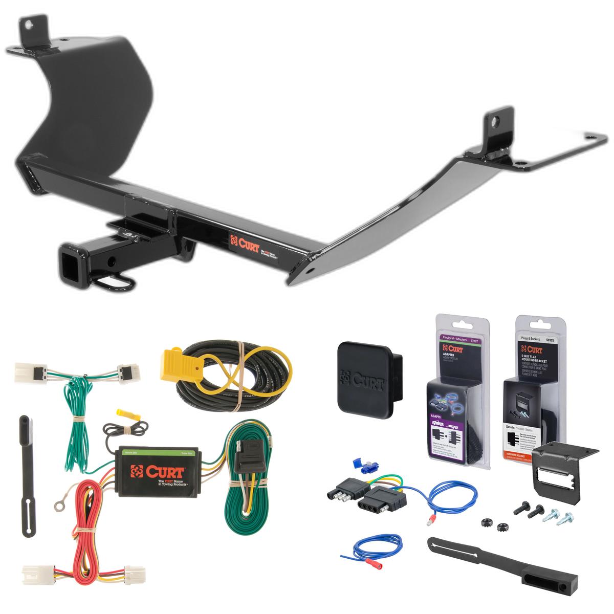 13 - 15 Mitsubishi Lancer Sedan, excluding Ralliart Curt 1-1/4" Class 1 Trailer Tow Hitch + 5-Flat Wiring Kit Tow Boat/Utility Trailer with Surge Brakes 11328 thumbnail 0